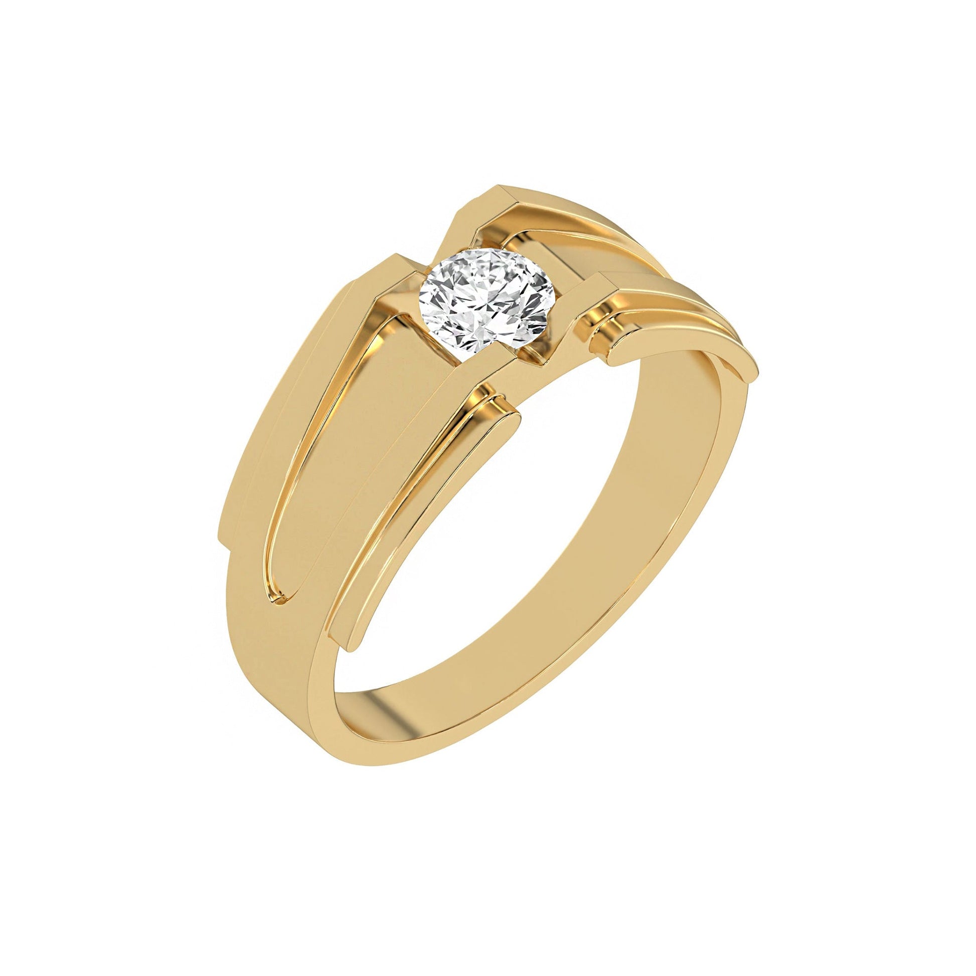 Single Round Diamond Mens Engagement Ring - Carat Elara