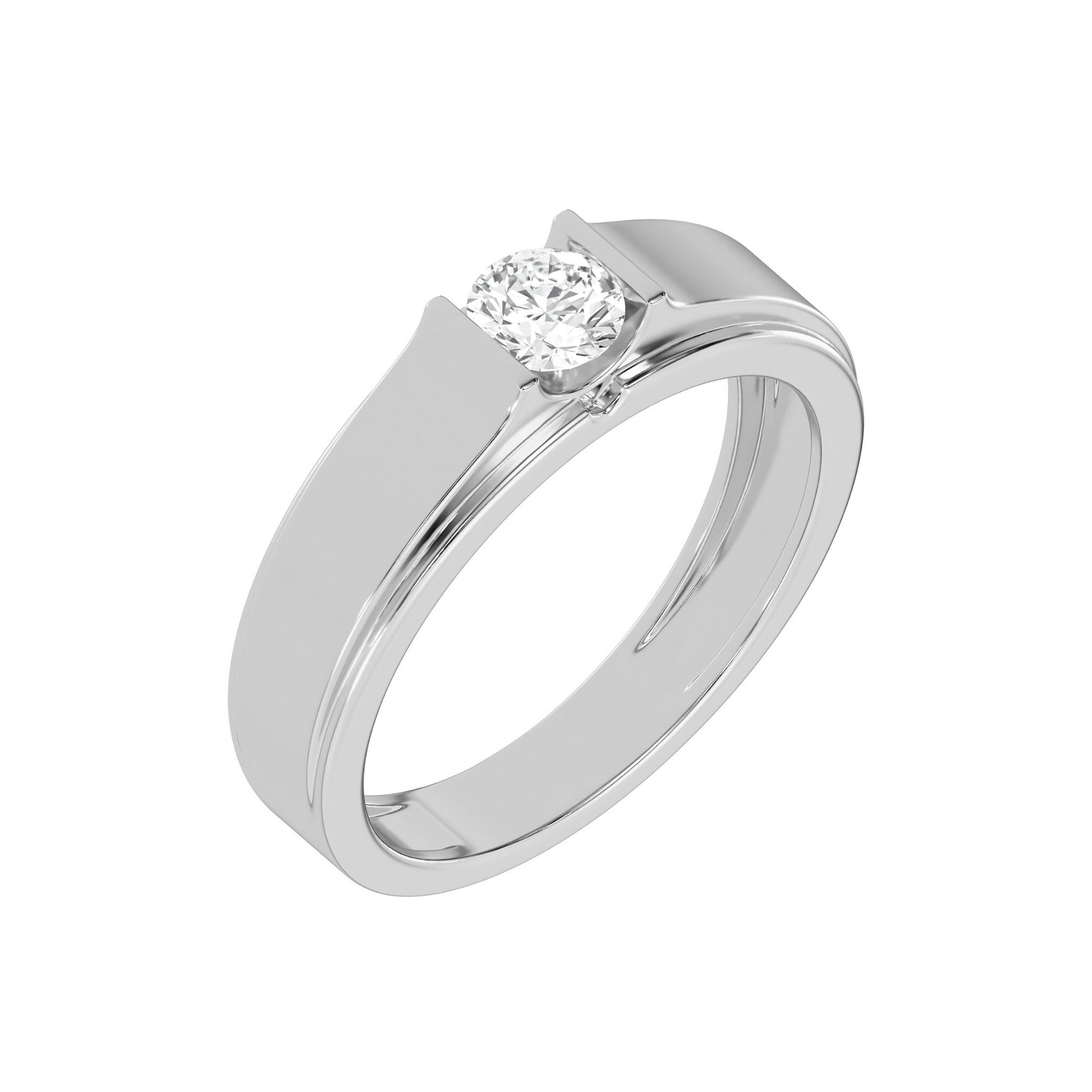 Classic Solitaire Round Mens Diamond Ring - Carat Elara