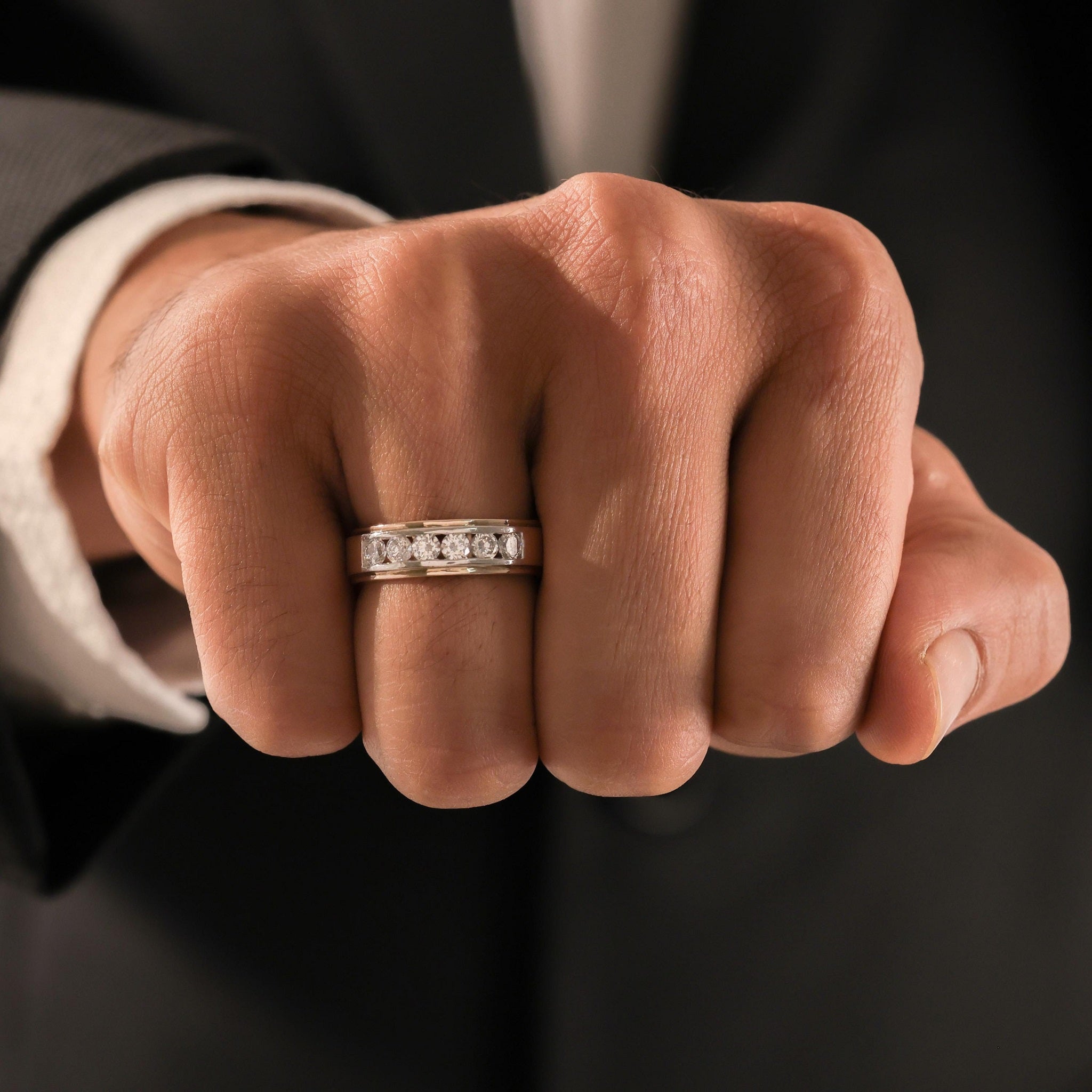 Six Stone Classic Mens Moissanite Diamond Wedding Ring - Carat Elara