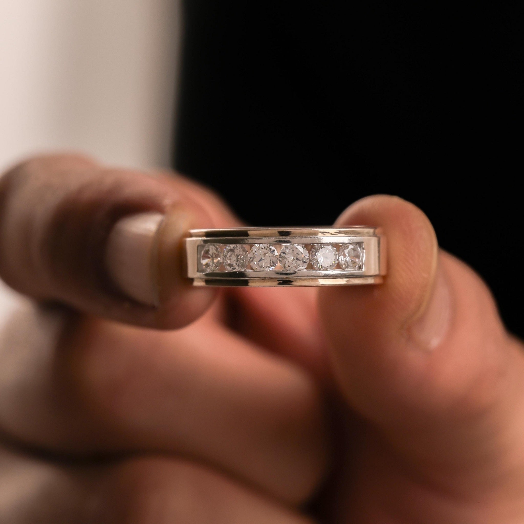 Six Stone Classic Mens Moissanite Diamond Wedding Ring - Carat Elara