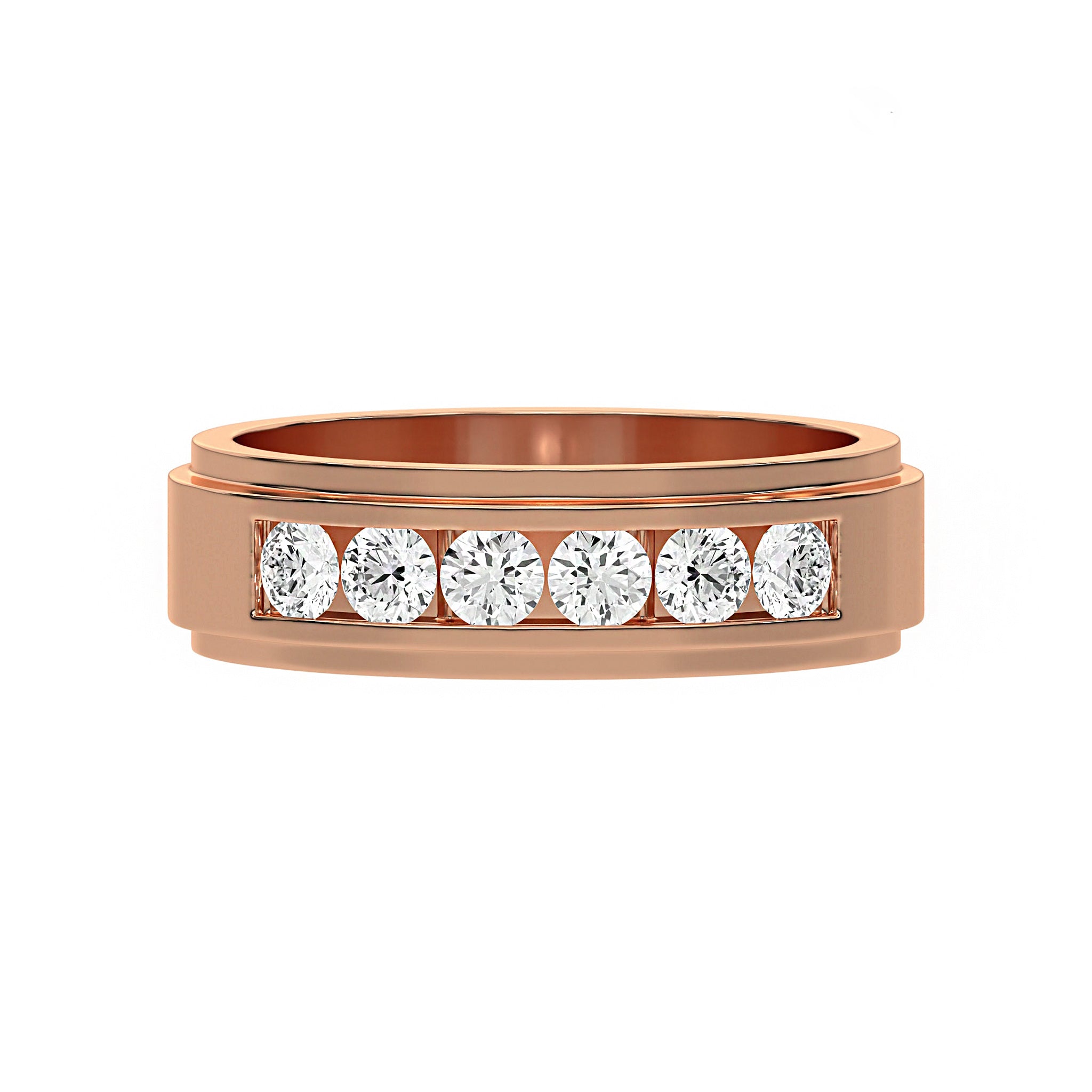 Six Stone Classic Mens Moissanite Diamond Wedding Ring - Carat Elara