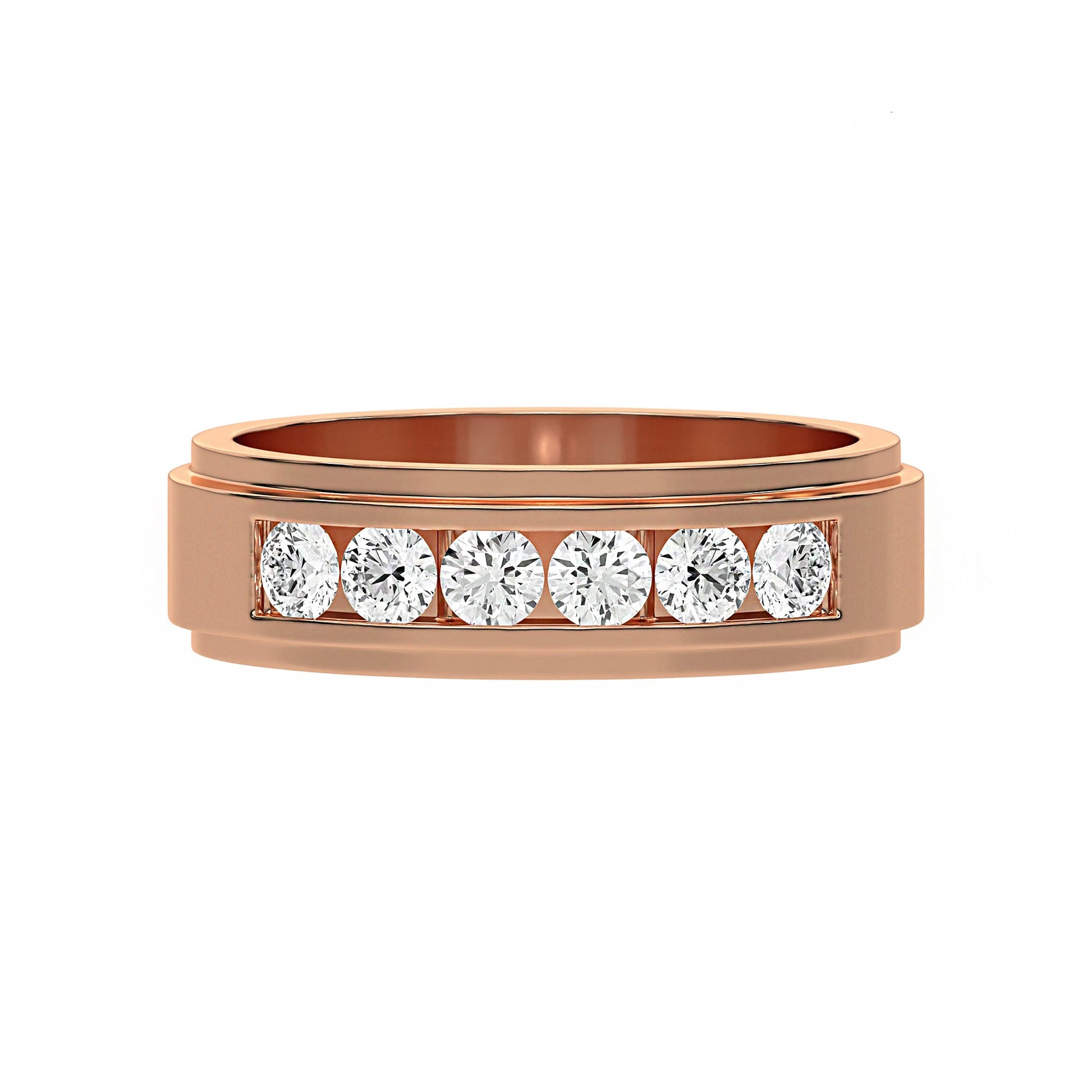 Six Stone Classic Mens Moissanite Diamond Wedding Ring - Carat Elara