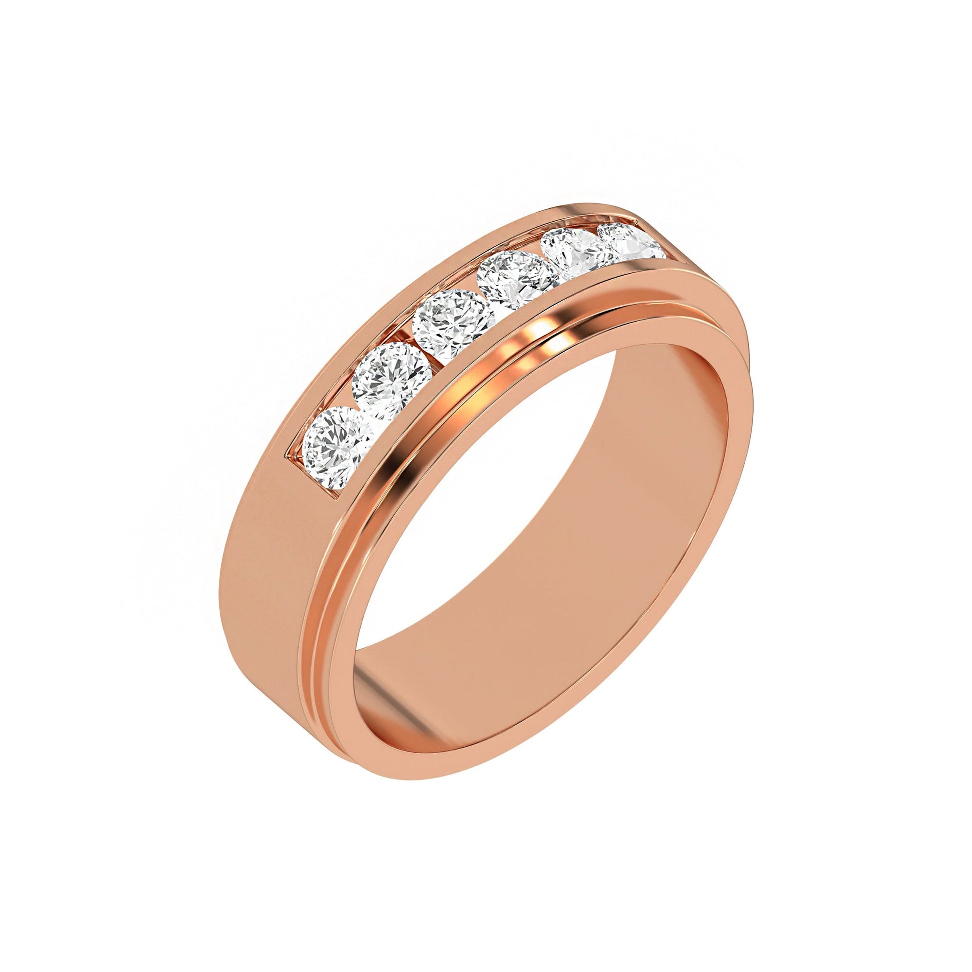 Six Stone Classic Mens Moissanite Diamond Wedding Ring - Carat Elara