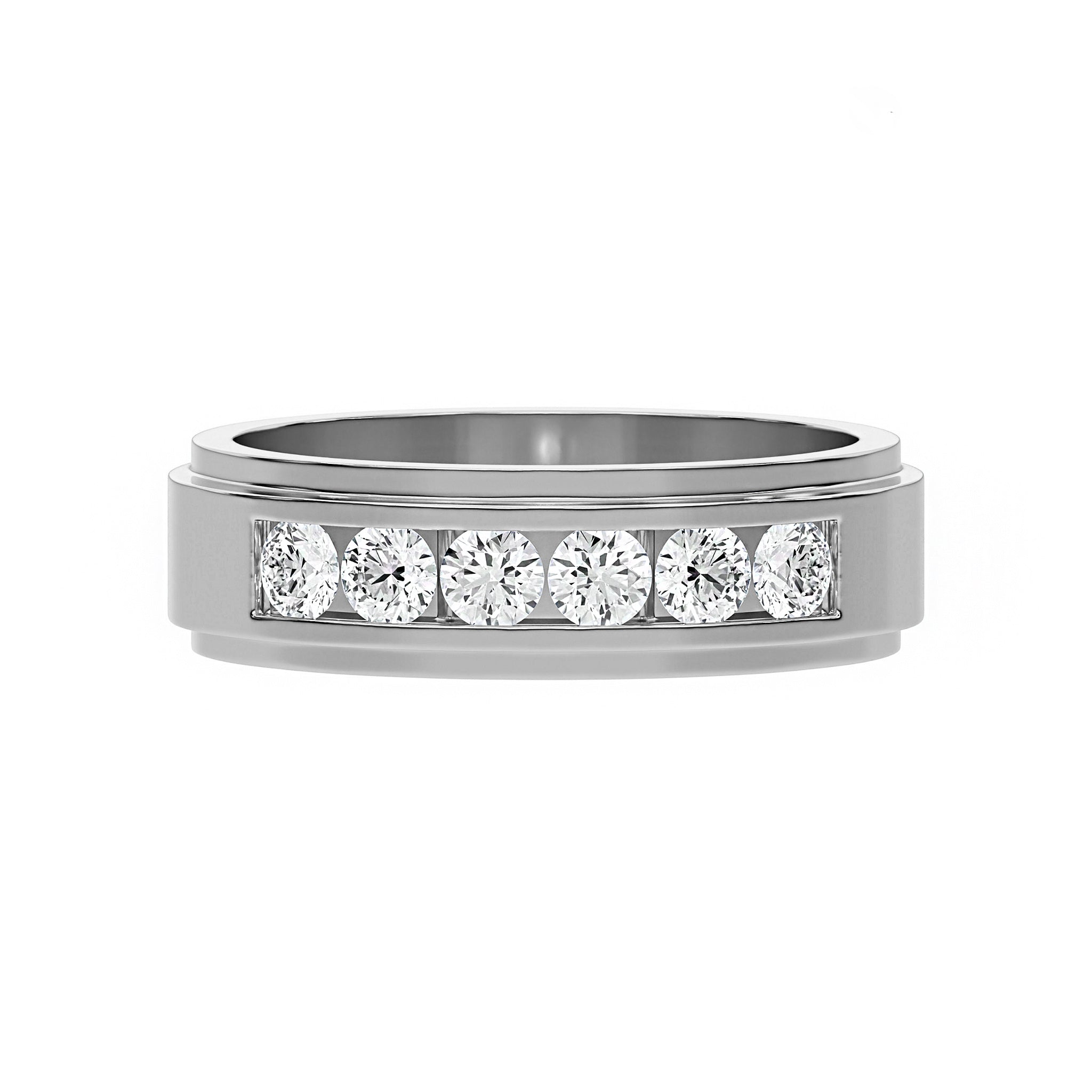 Six Stone Classic Mens Moissanite Diamond Wedding Ring - Carat Elara