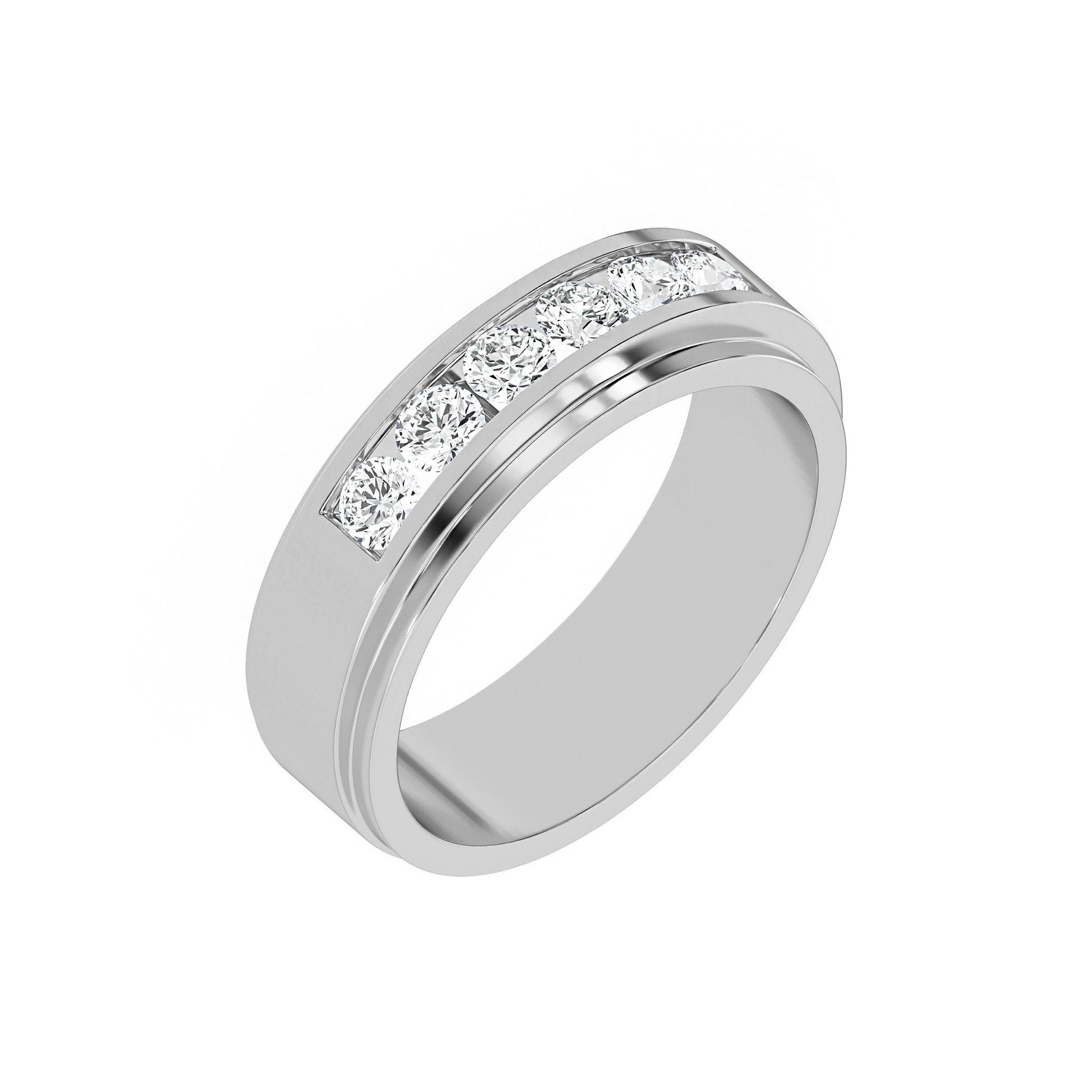 Six Stone Classic Mens Moissanite Diamond Wedding Ring - Carat Elara