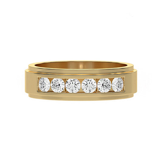 Six Stone Classic Mens Moissanite Diamond Wedding Ring - Carat Elara