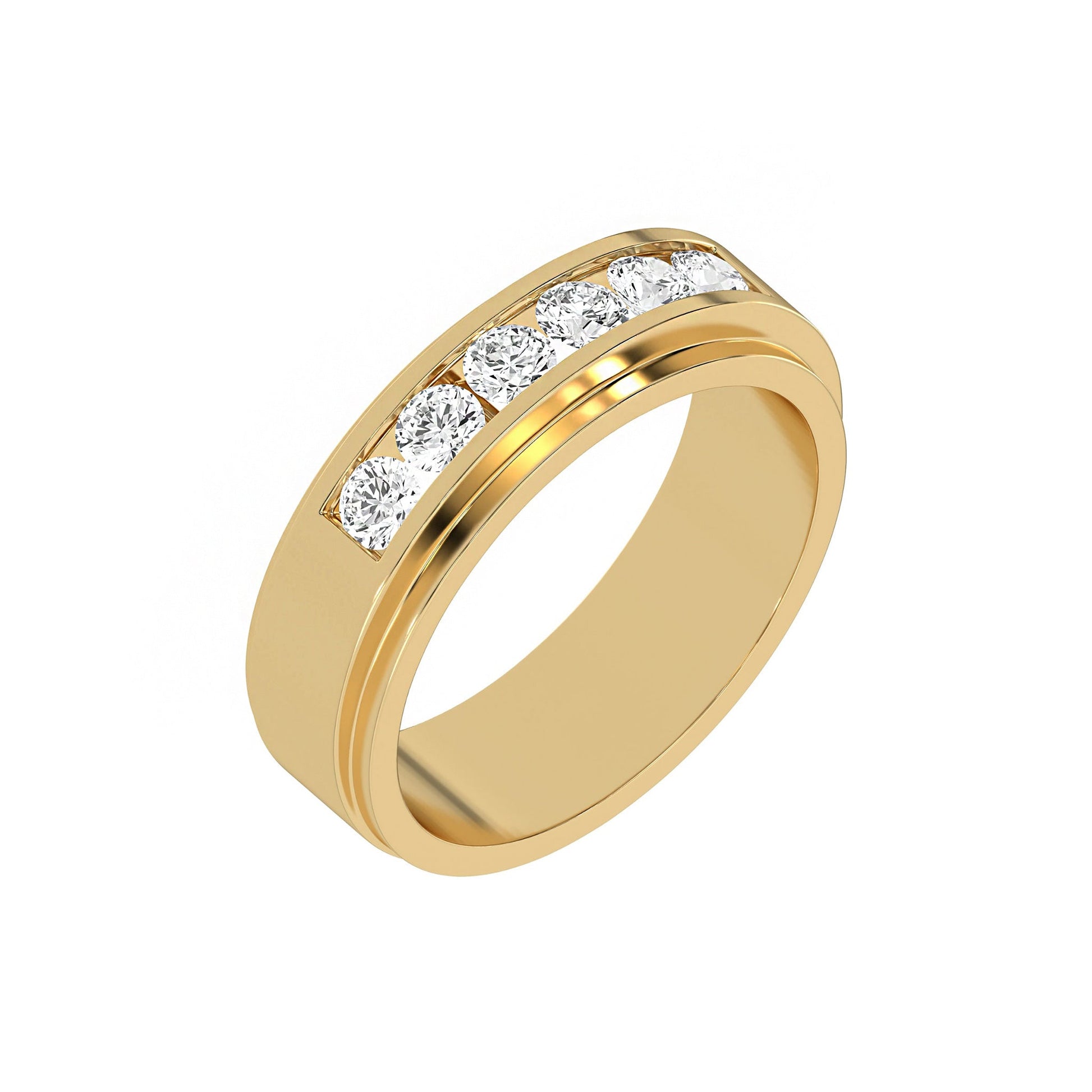Six Stone Classic Mens Moissanite Diamond Wedding Ring - Carat Elara