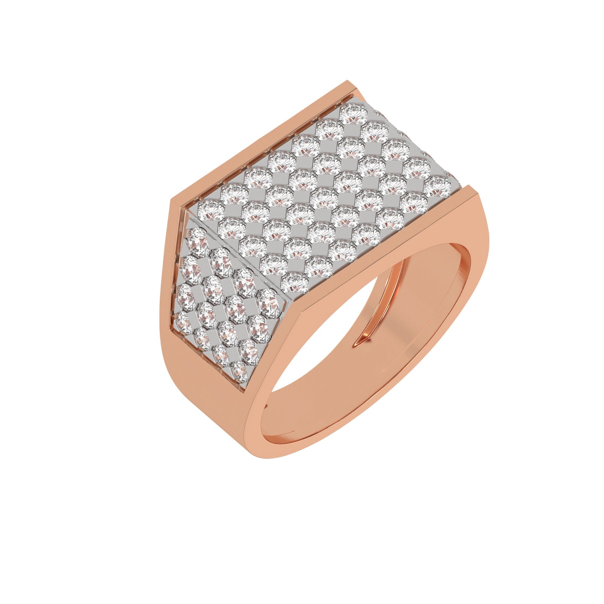 Round Pave Diamond Mens Gold Signet Ring - Carat Elara