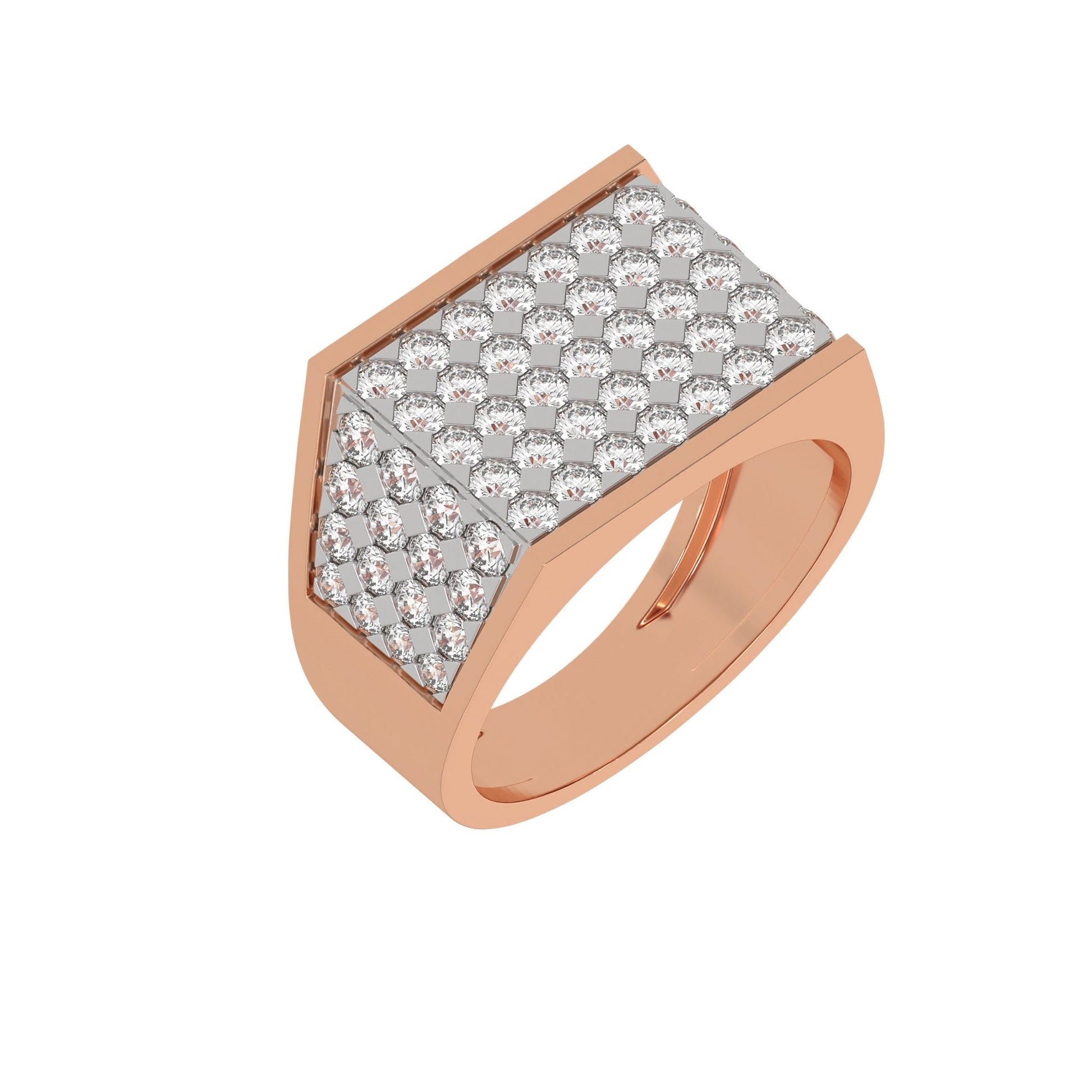 Round Pave Diamond Mens Gold Signet Ring - Carat Elara