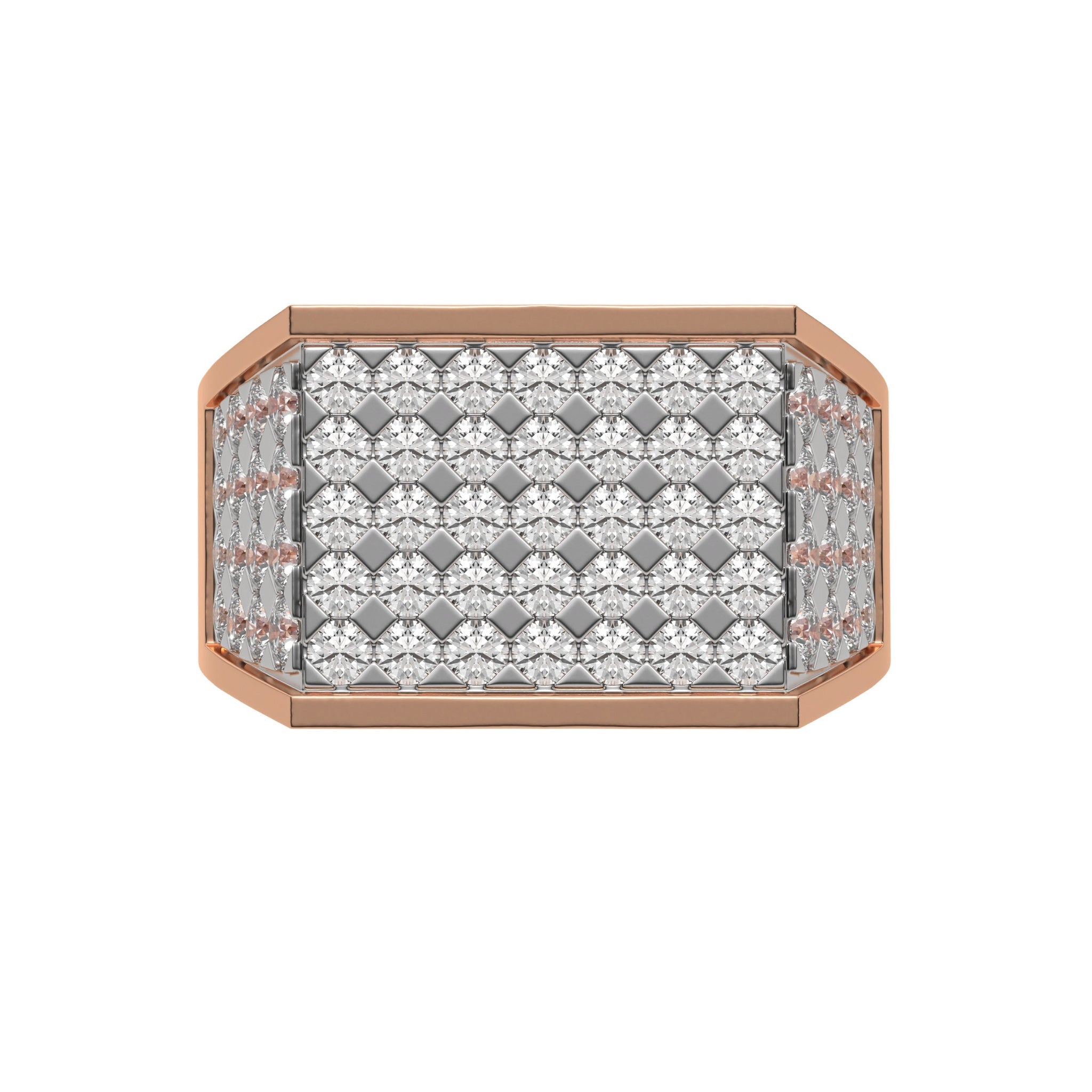 Round Pave Diamond Mens Gold Signet Ring - Carat Elara
