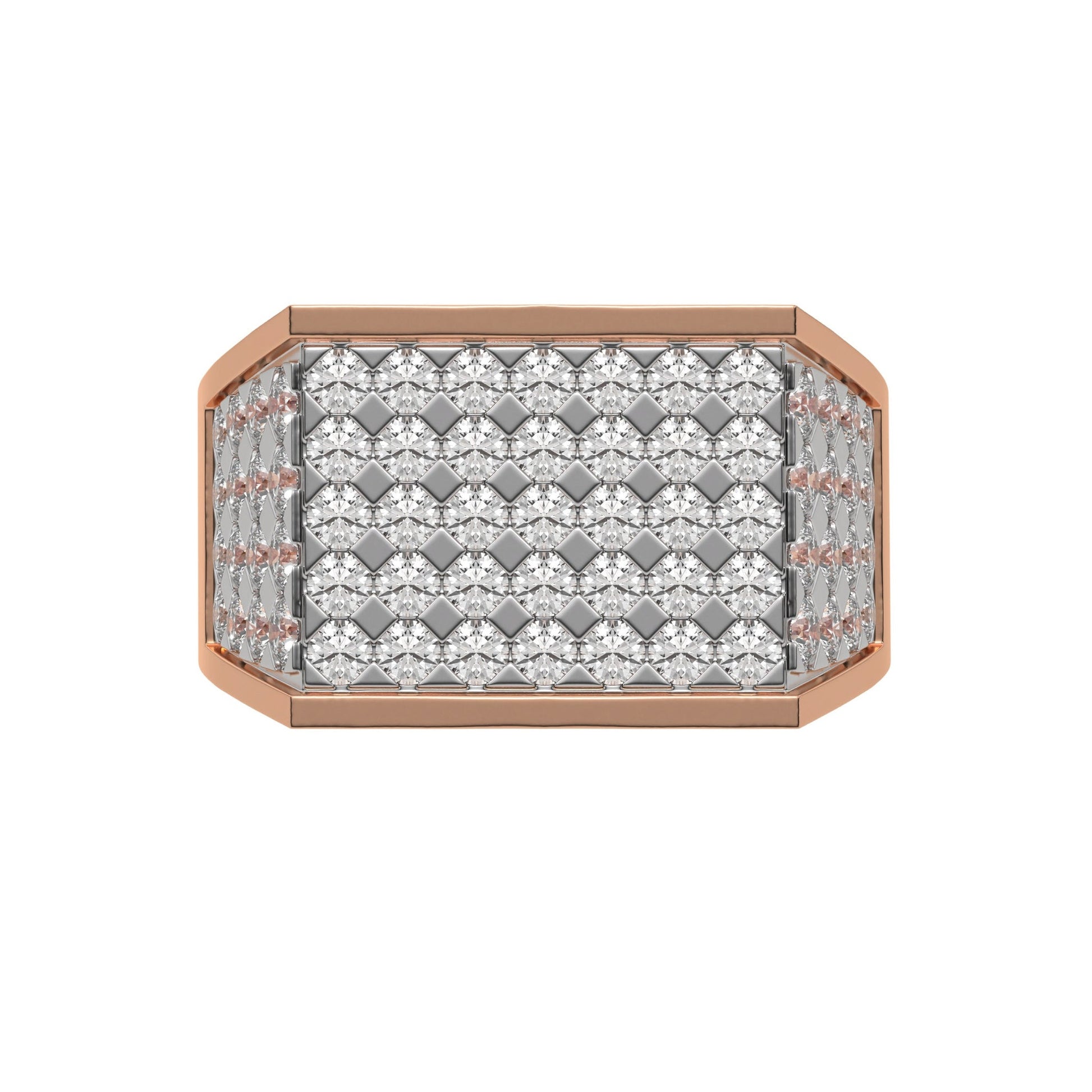 Round Pave Diamond Mens Gold Signet Ring - Carat Elara