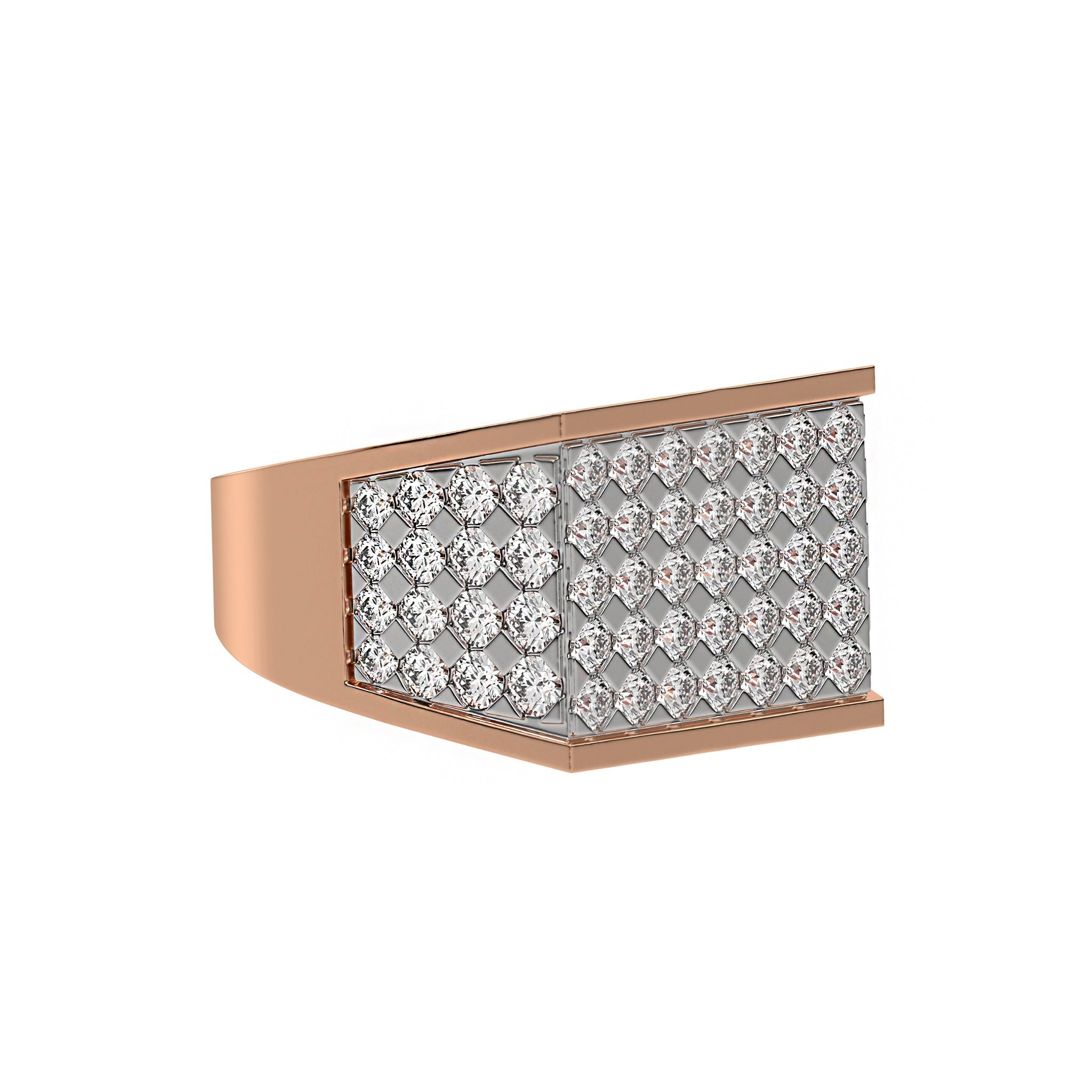 Round Pave Diamond Mens Gold Signet Ring - Carat Elara