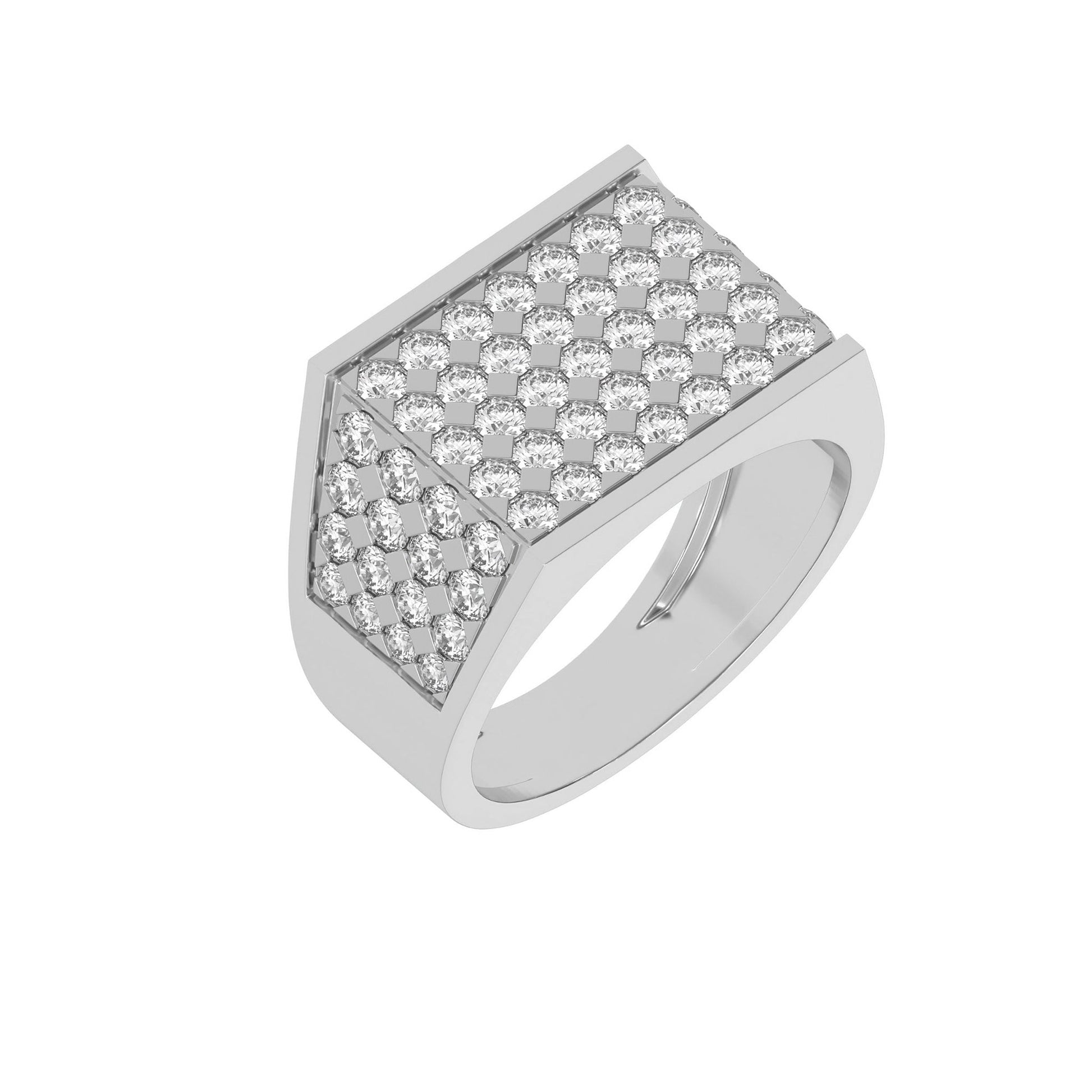 Round Pave Diamond Mens Gold Signet Ring - Carat Elara