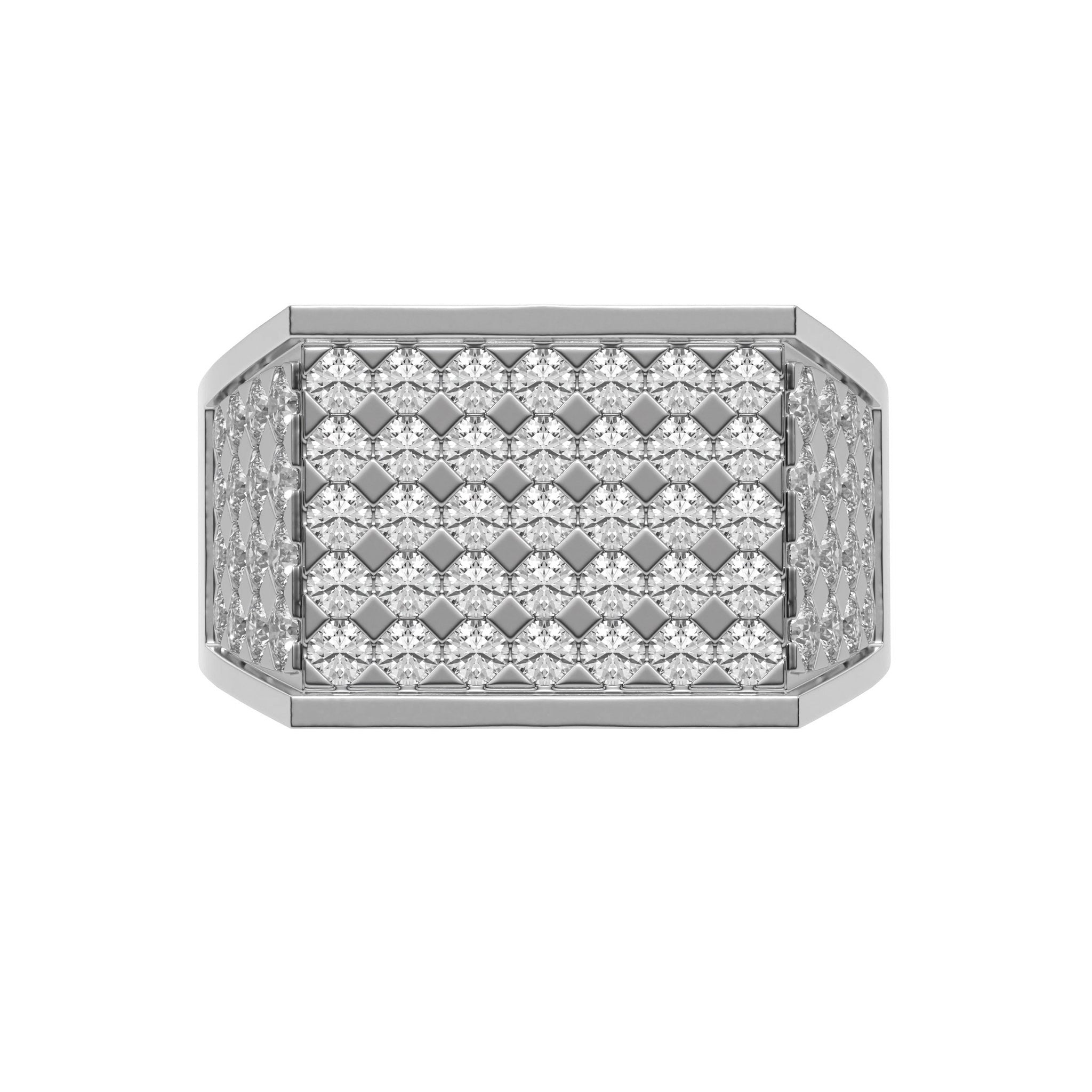 Round Pave Diamond Mens Gold Signet Ring - Carat Elara
