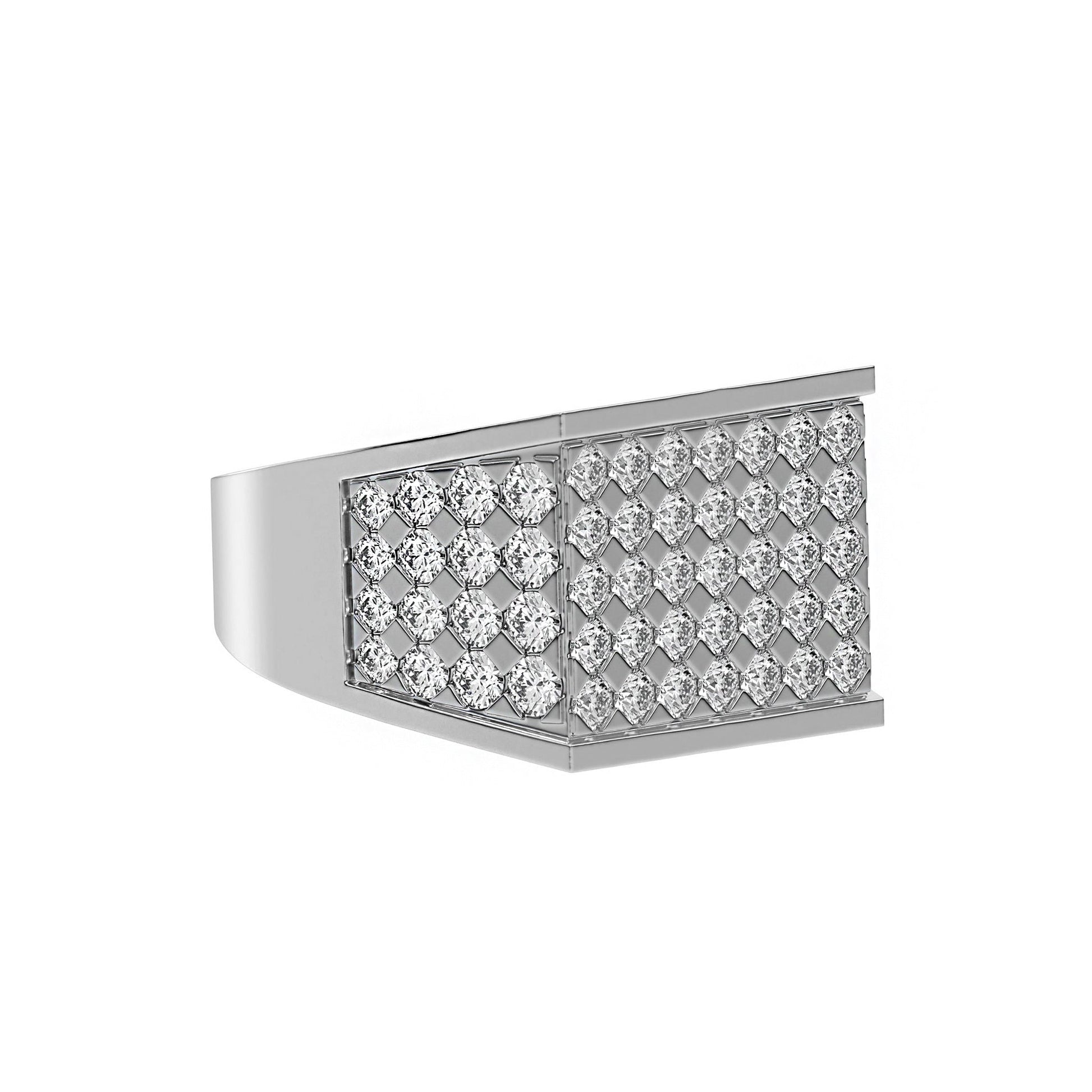 Round Pave Diamond Mens Gold Signet Ring - Carat Elara