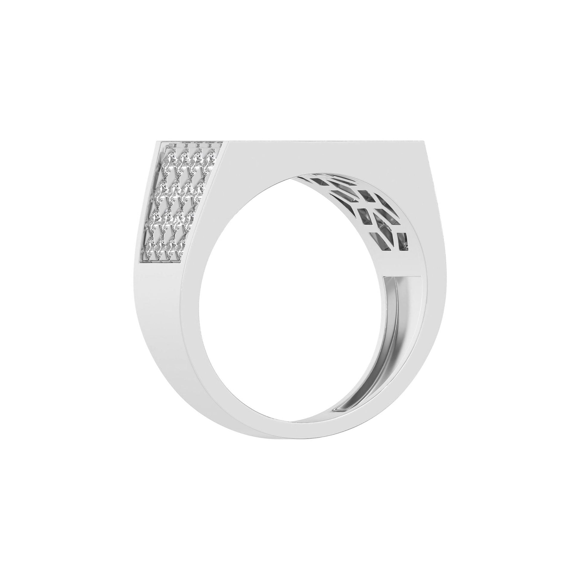 Round Pave Diamond Mens Gold Signet Ring - Carat Elara
