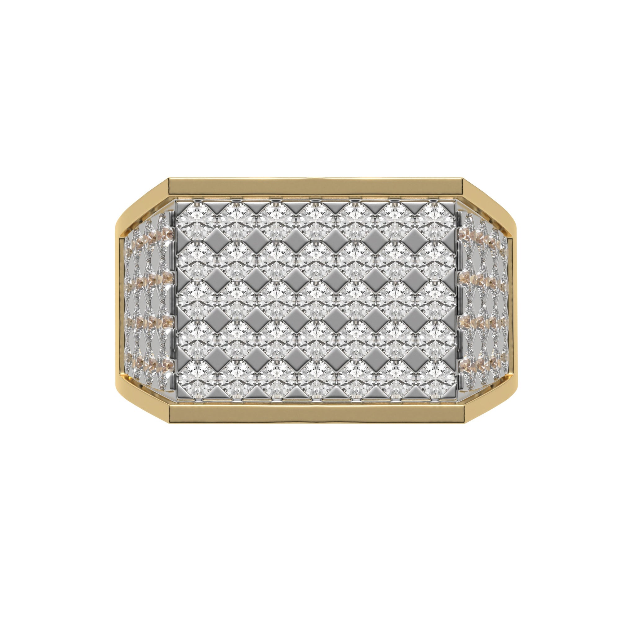 Round Pave Diamond Mens Gold Signet Ring - Carat Elara