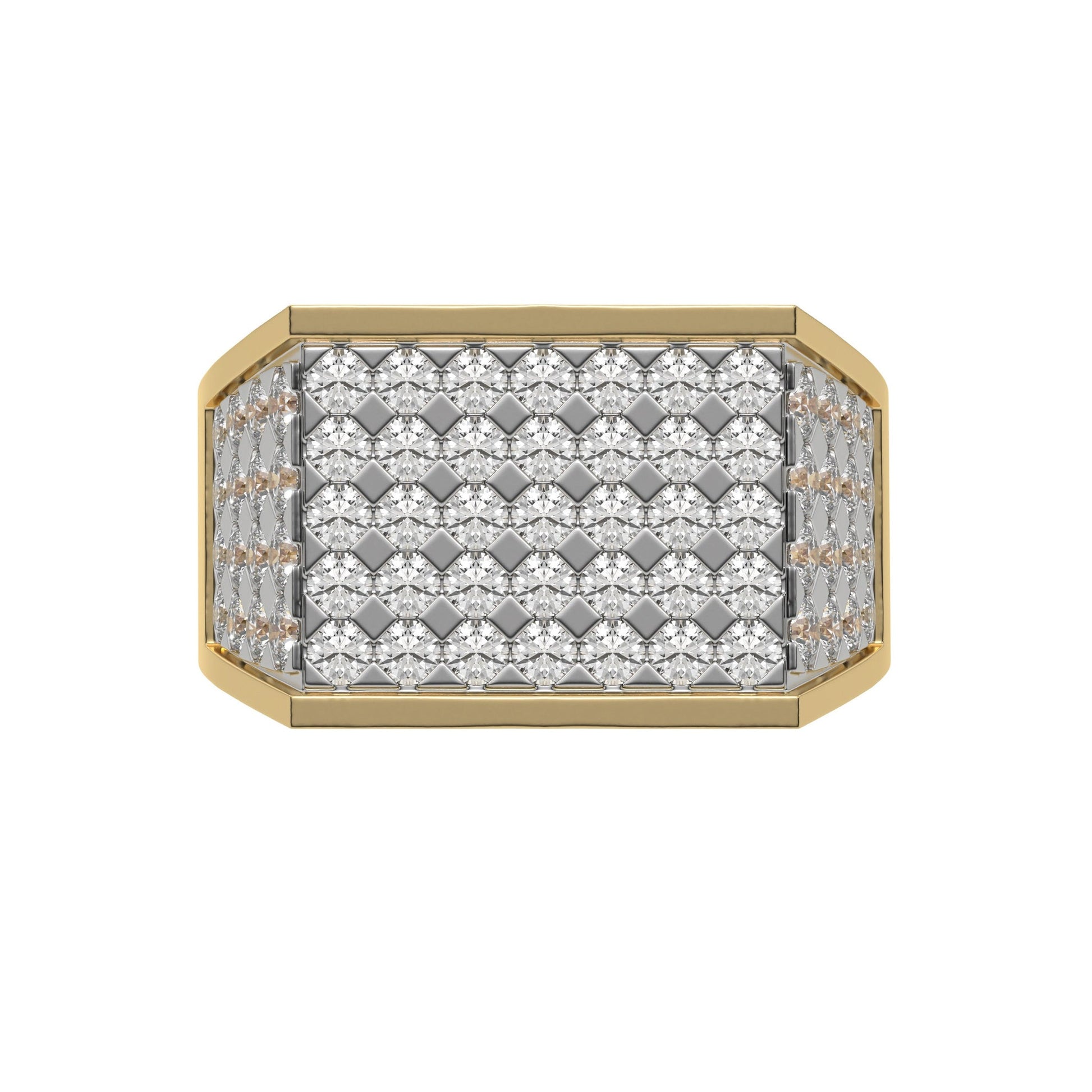 Round Pave Diamond Mens Gold Signet Ring - Carat Elara