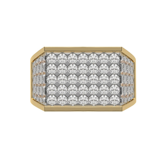 Round Pave Diamond Mens Gold Signet Ring - Carat Elara