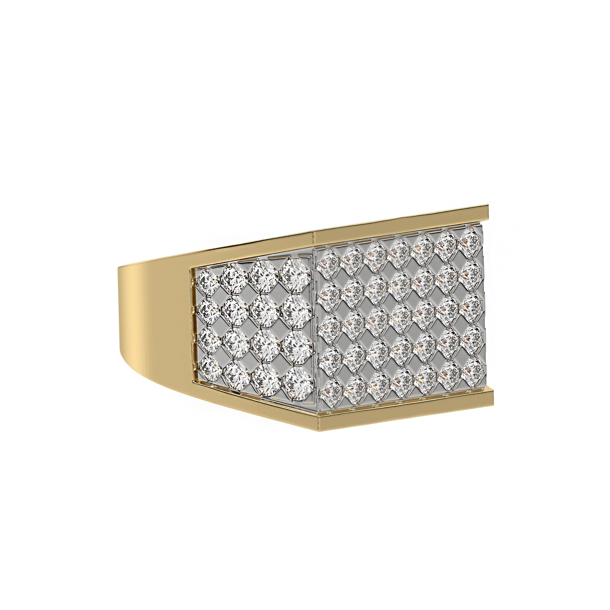 Round Pave Diamond Mens Gold Signet Ring - Carat Elara