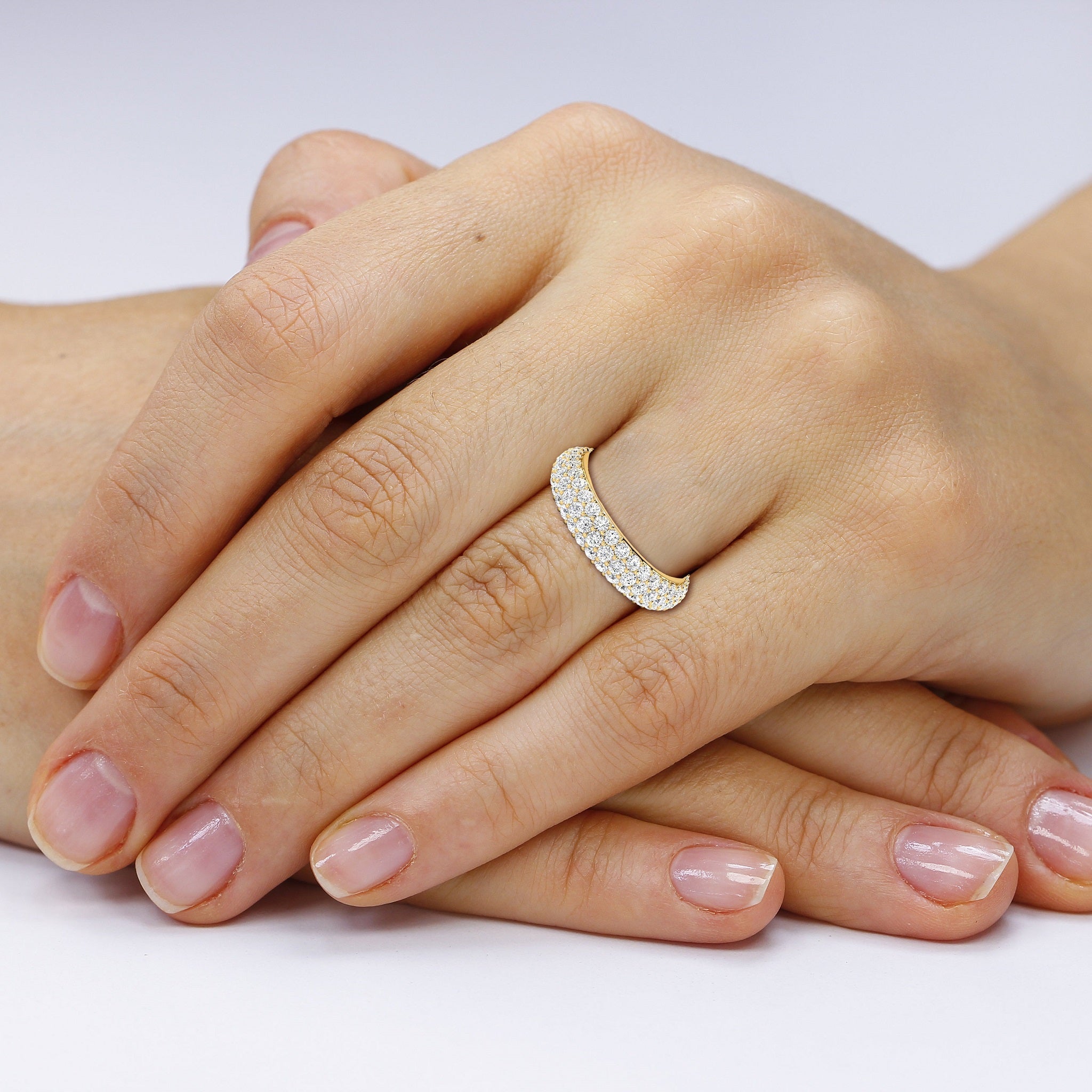 Round Pave Full Eternity Mens Diamond Band - Carat Elara