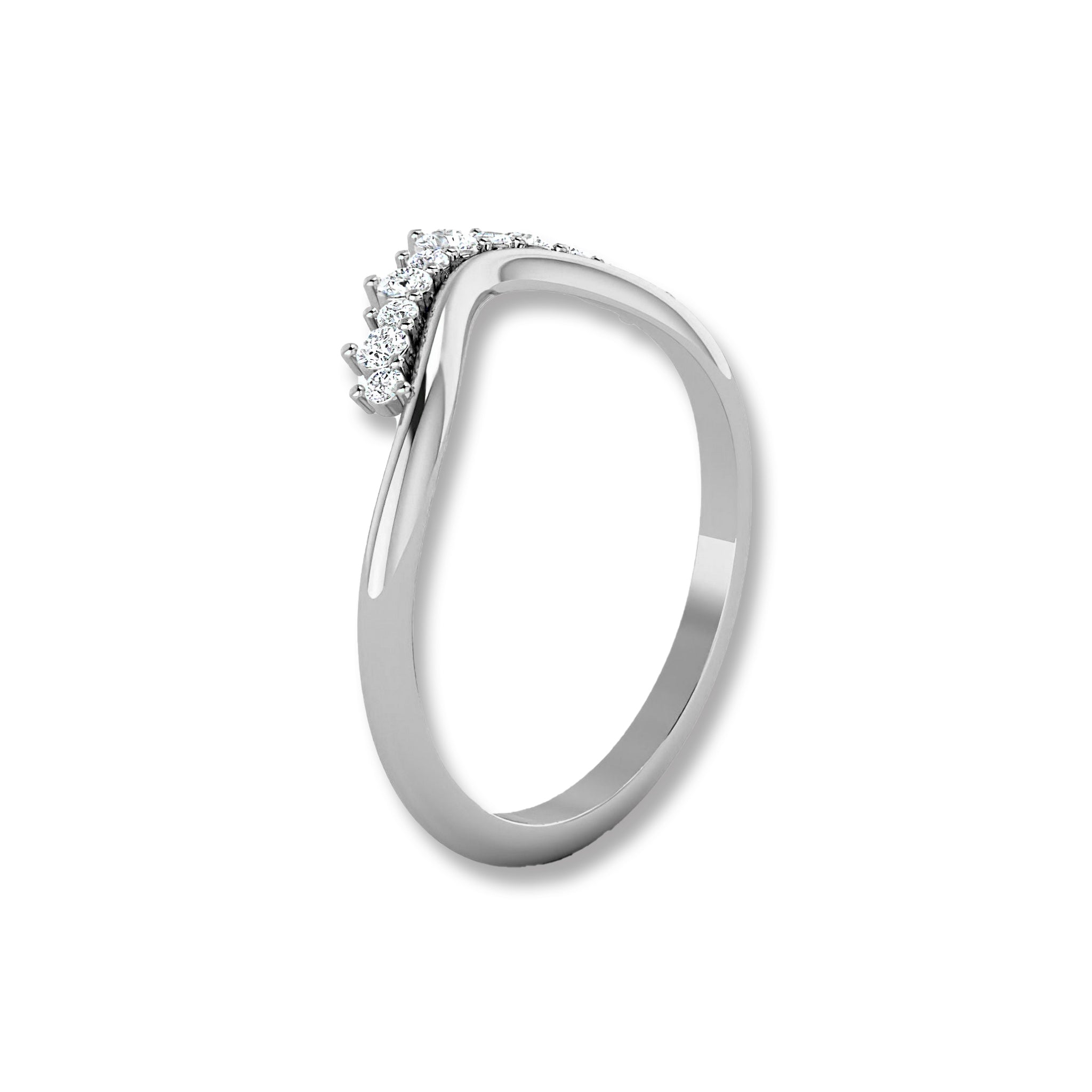 Round Diamond Tiara Curved Wedding Ring - Carat Elara