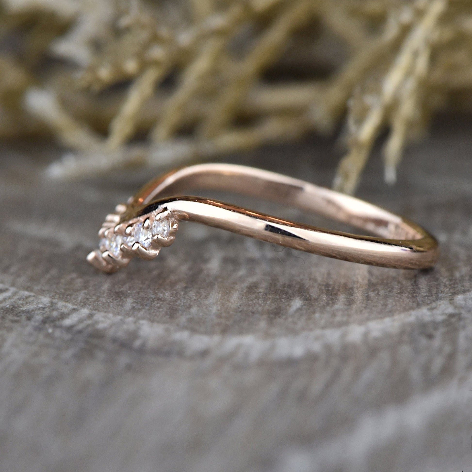 Round Diamond Tiara Curved Wedding Ring - Carat Elara