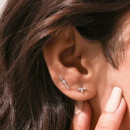 Tiny Trio Diamond Stud Push Back Earrings