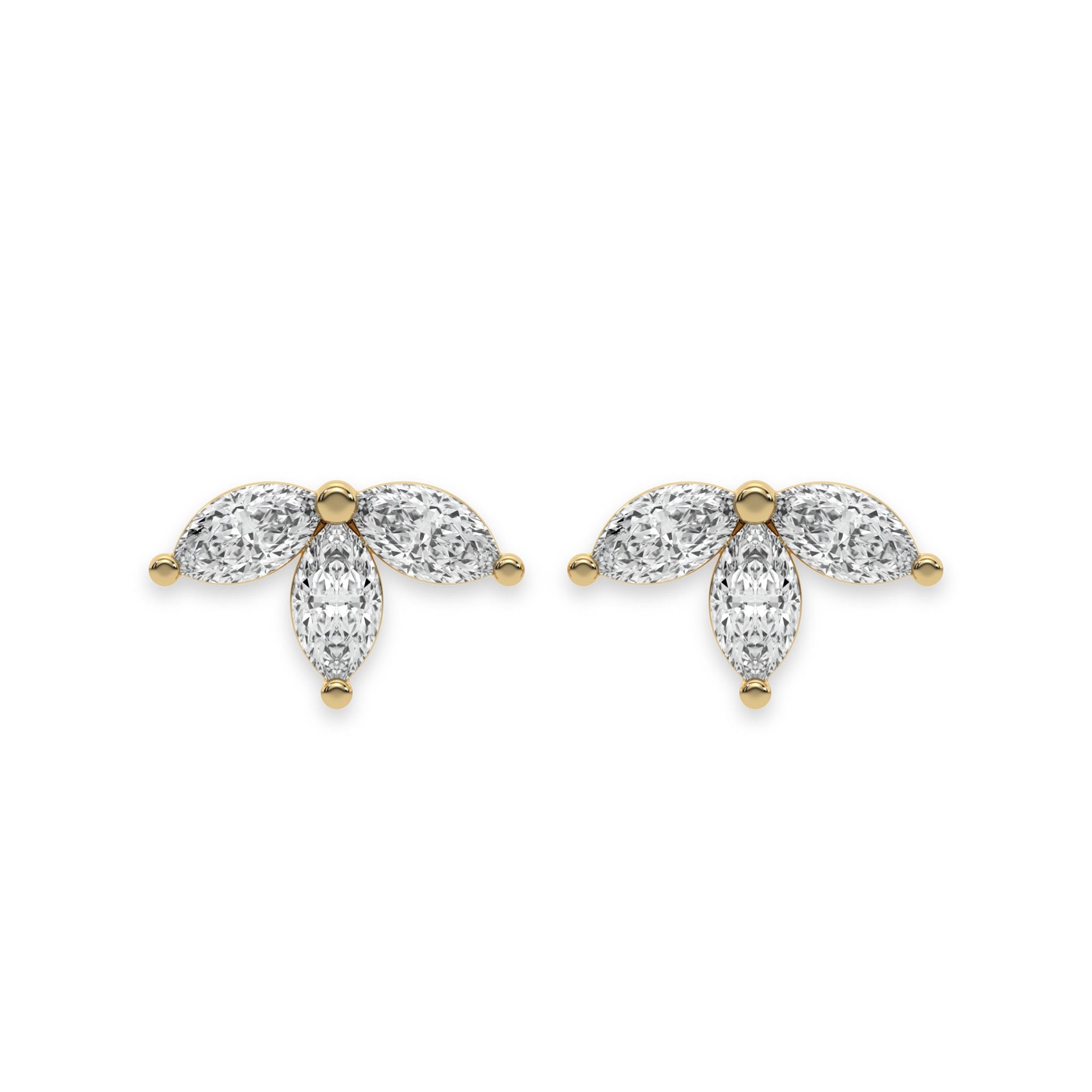 Tiny Trio Diamond Stud Push Back Earrings