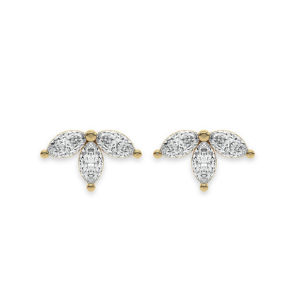 Tiny Trio Diamond Stud Push Back Earrings
