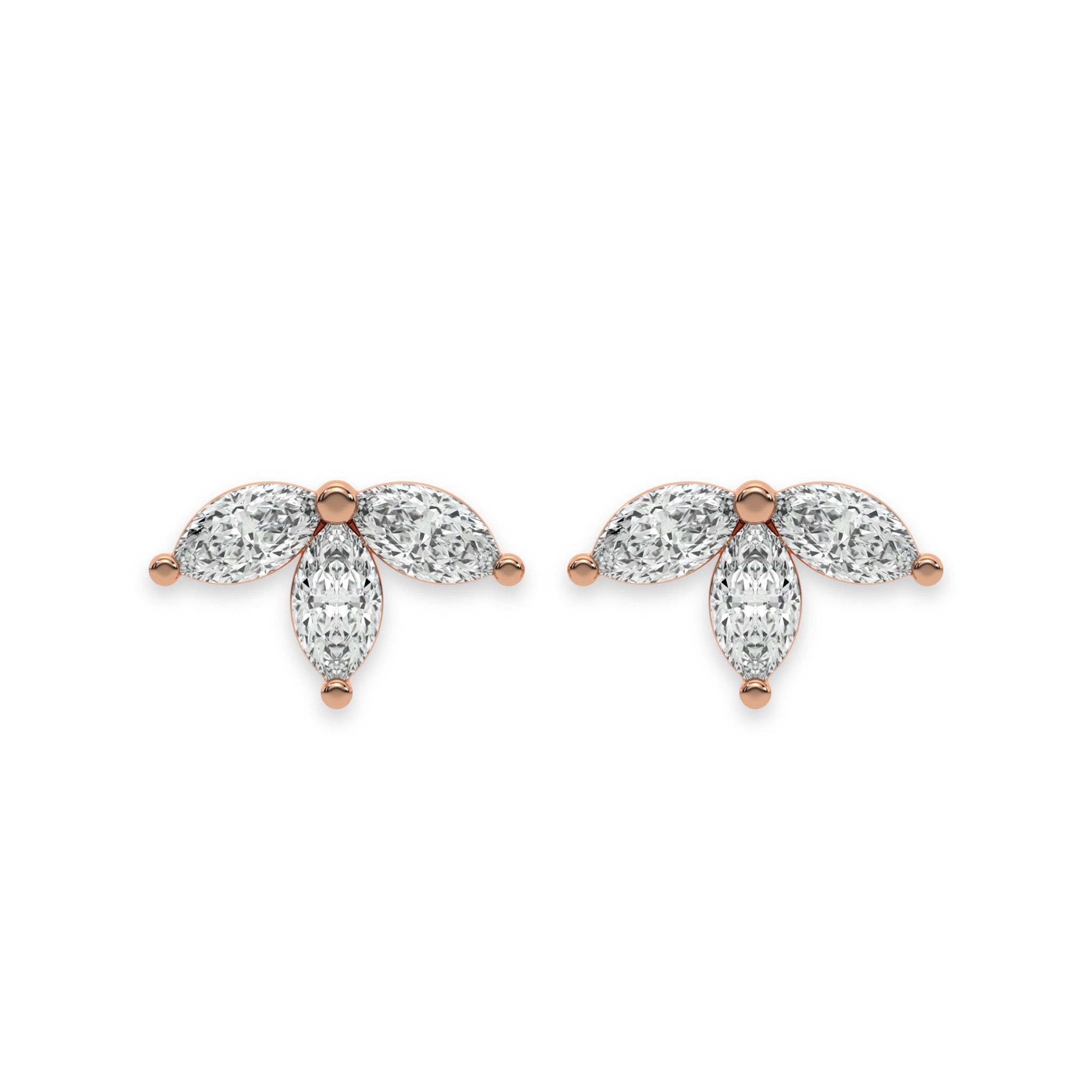 Tiny Trio Diamond Stud Push Back Earrings
