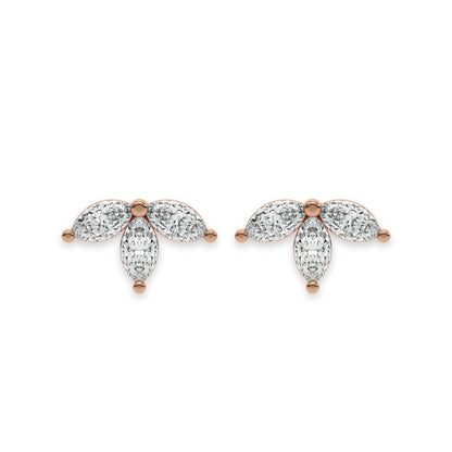 Tiny Trio Diamond Stud Push Back Earrings