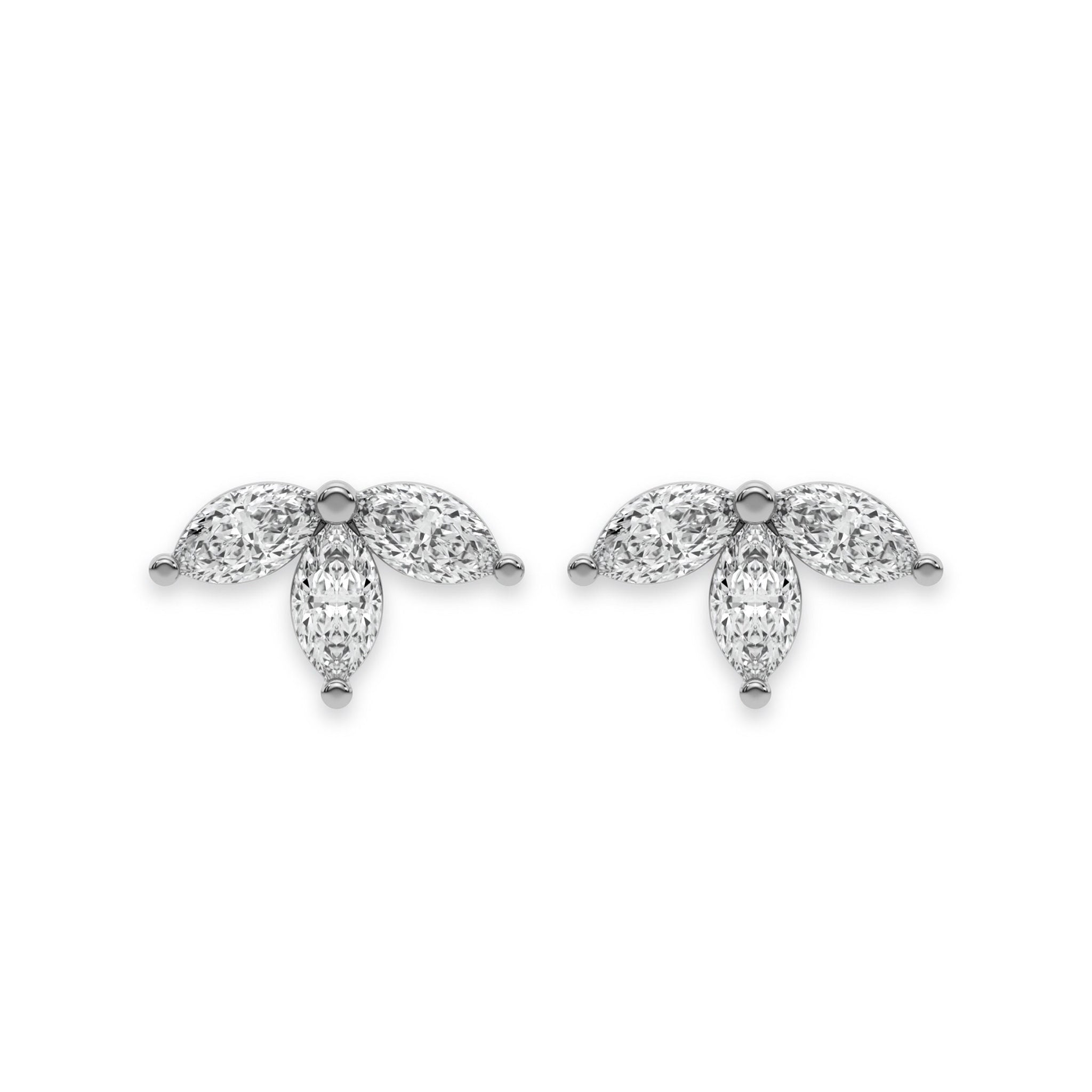 Tiny Trio Diamond Stud Push Back Earrings