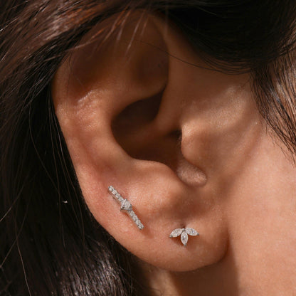 Tiny Trio Diamond Stud Push Back Earrings