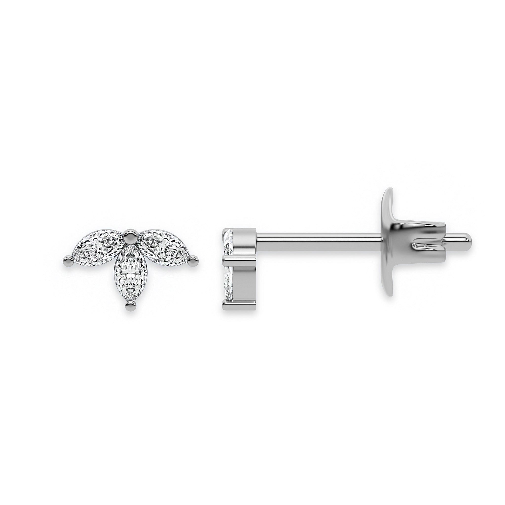 Tiny Trio Diamond Stud Push Back Earrings