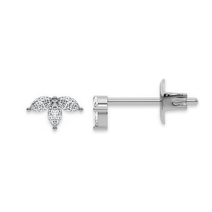 Tiny Trio Diamond Stud Push Back Earrings