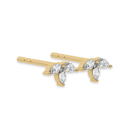 Tiny Trio Diamond Stud Push Back Earrings