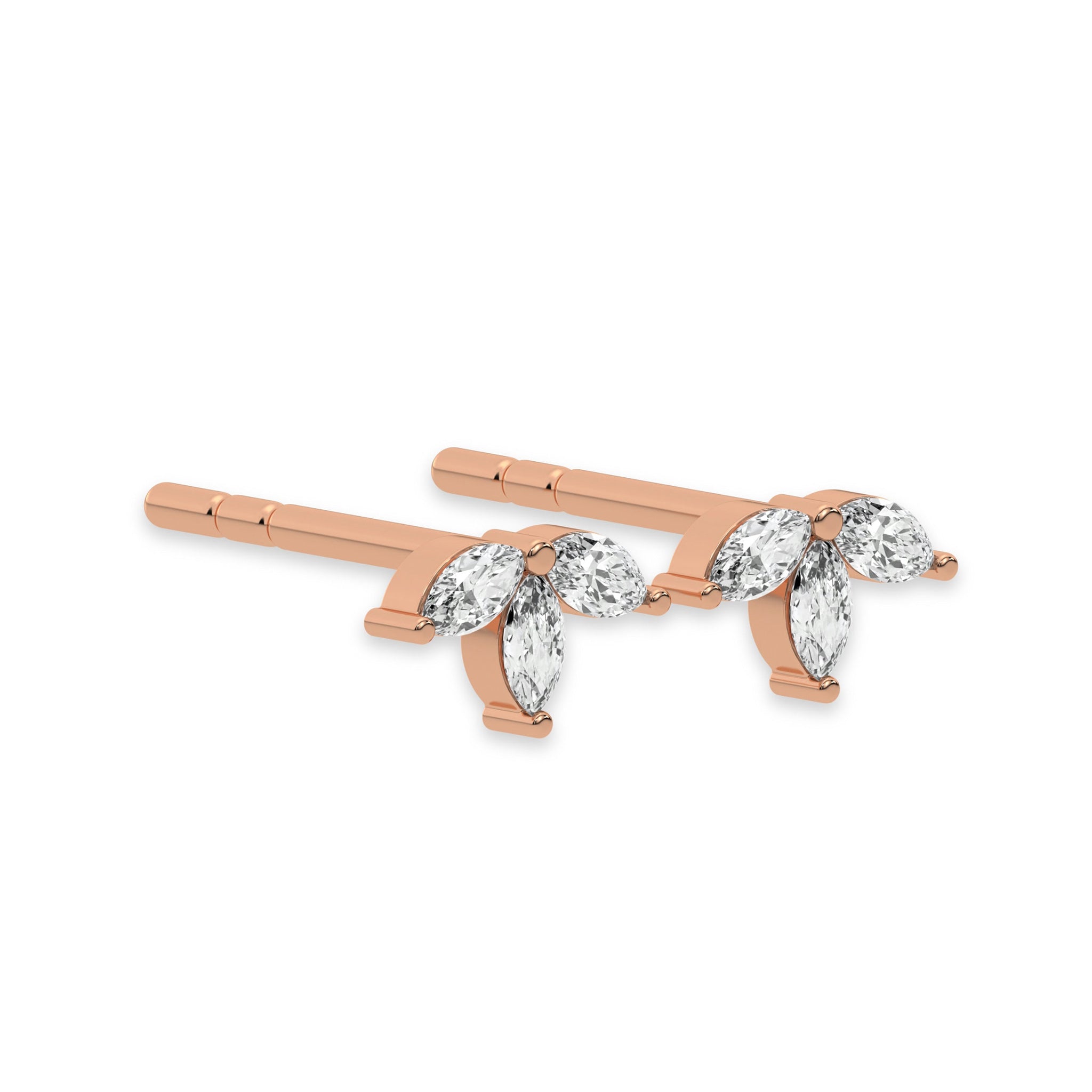 Tiny Trio Diamond Stud Push Back Earrings