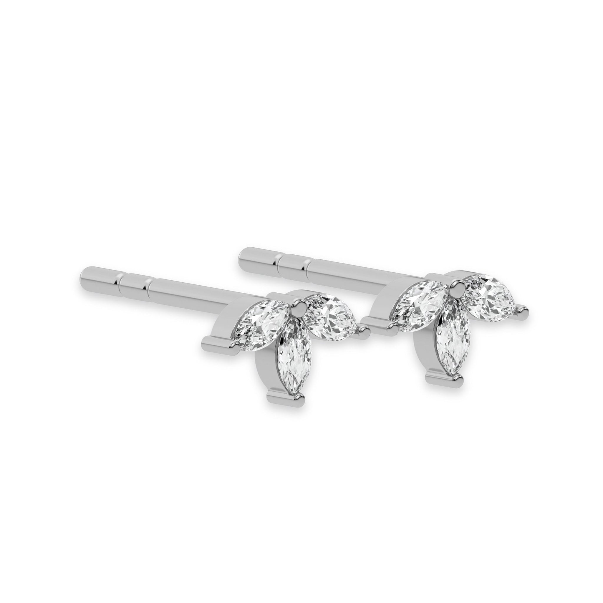 Tiny Trio Diamond Stud Push Back Earrings