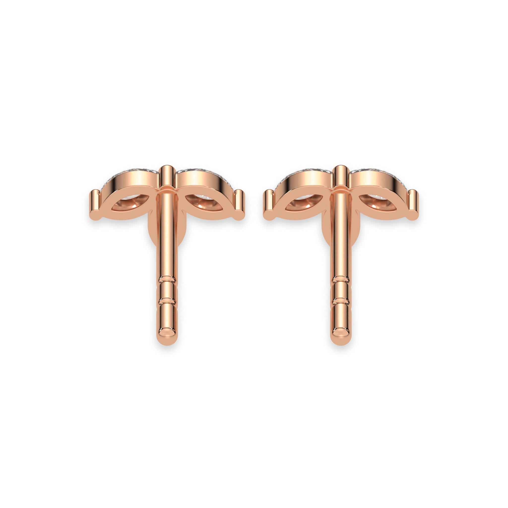 Tiny Trio Diamond Stud Push Back Earrings