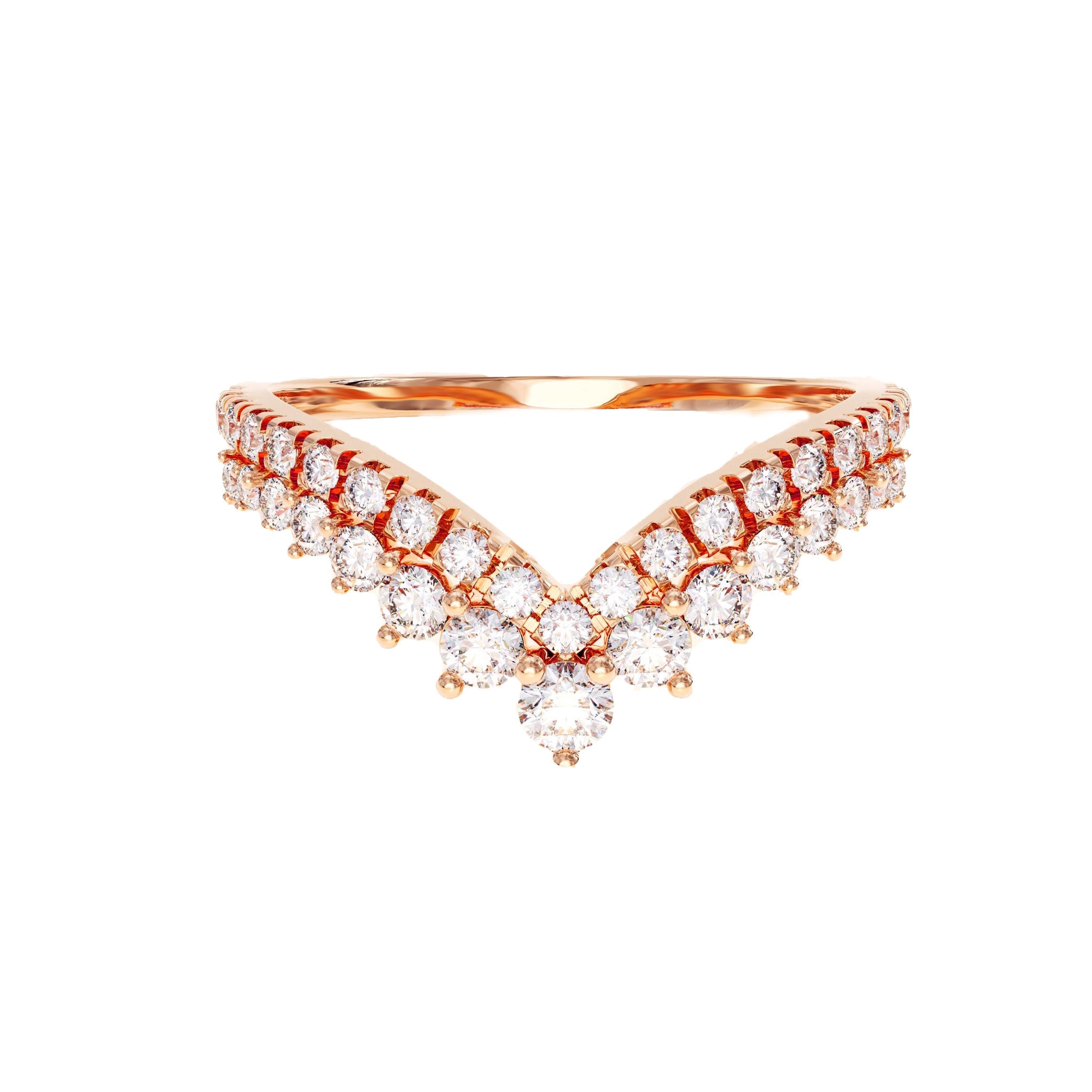 Chevron Style Round Curved Wedding Bands - Carat Elara