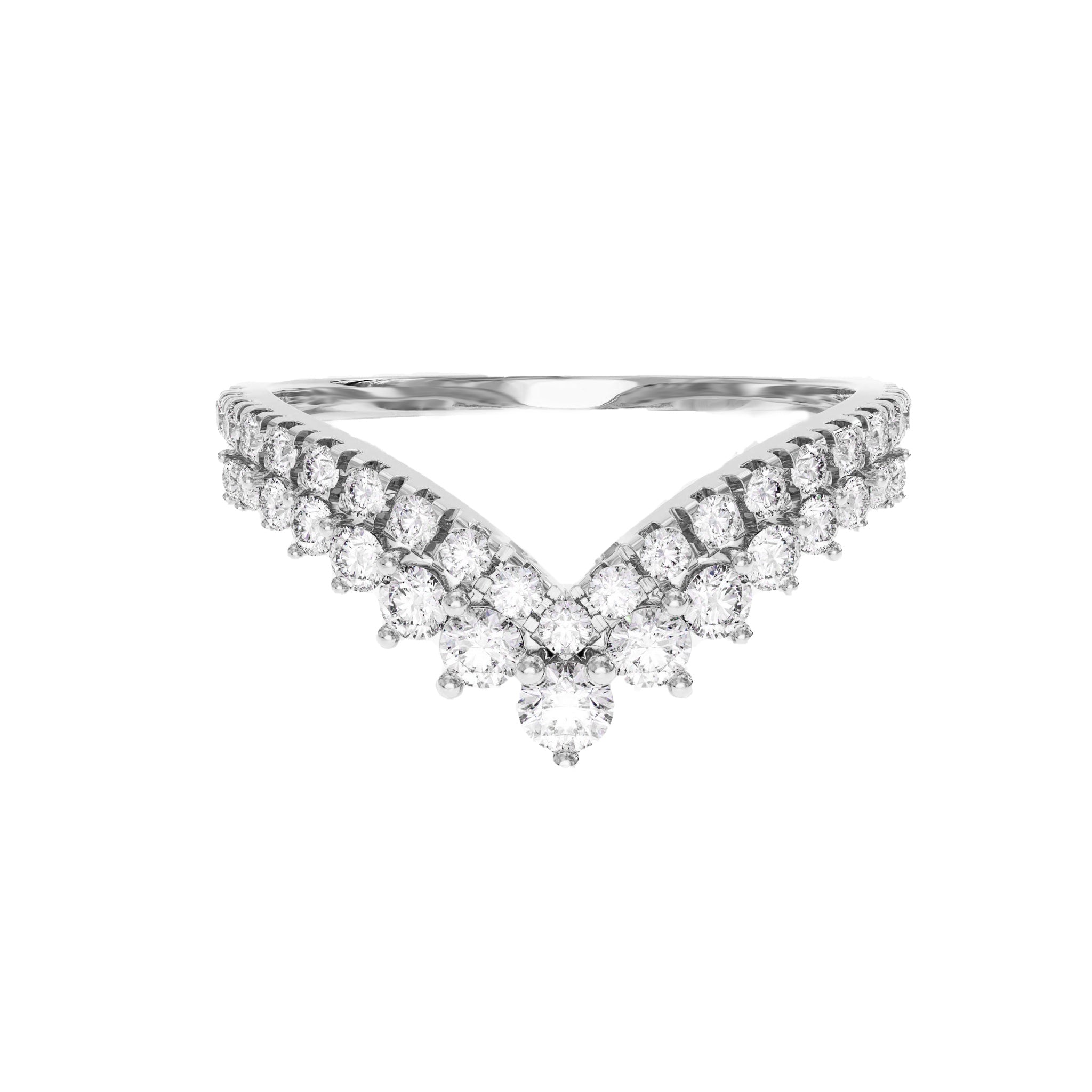 Chevron Style Round Curved Wedding Bands - Carat Elara