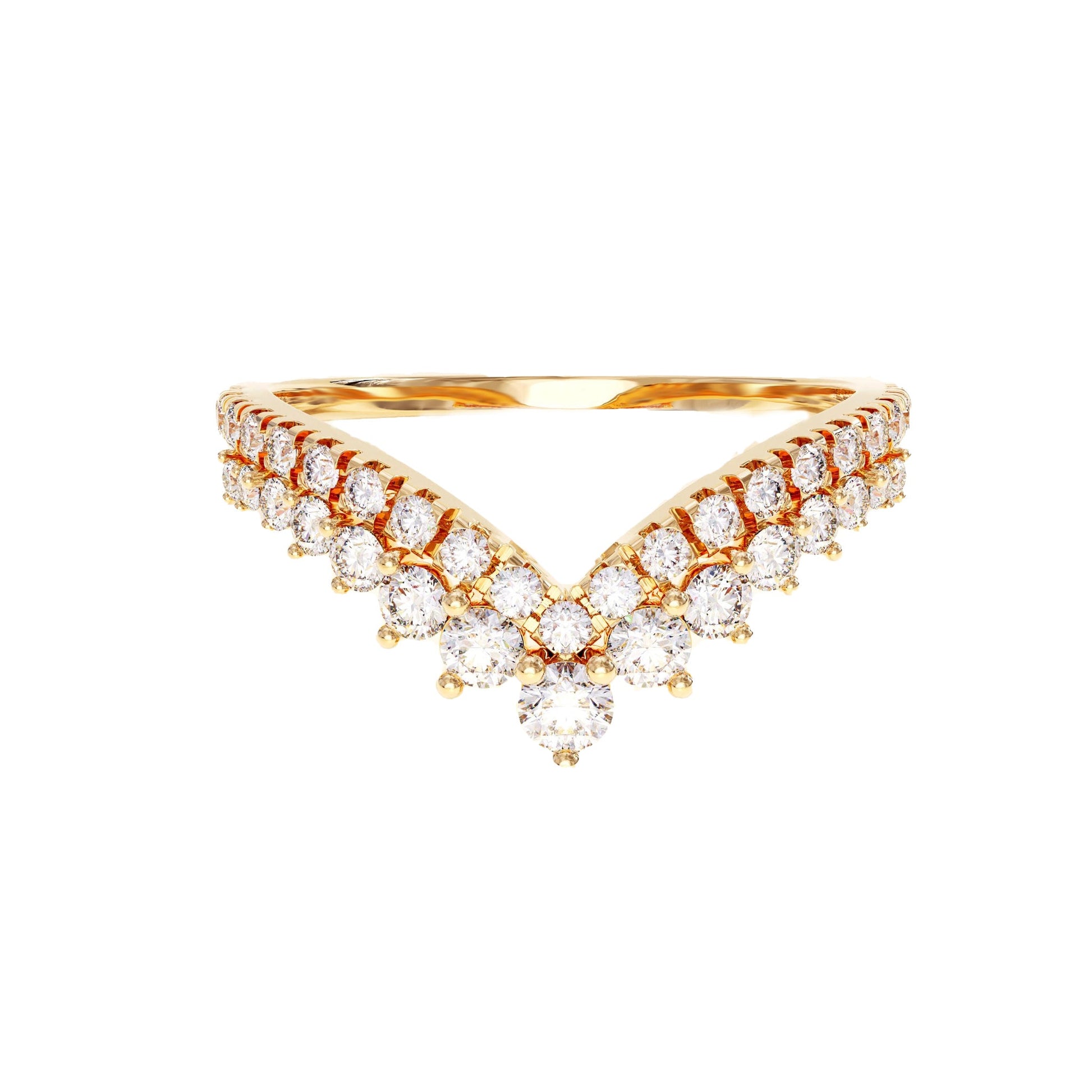 Chevron Style Round Curved Wedding Bands - Carat Elara
