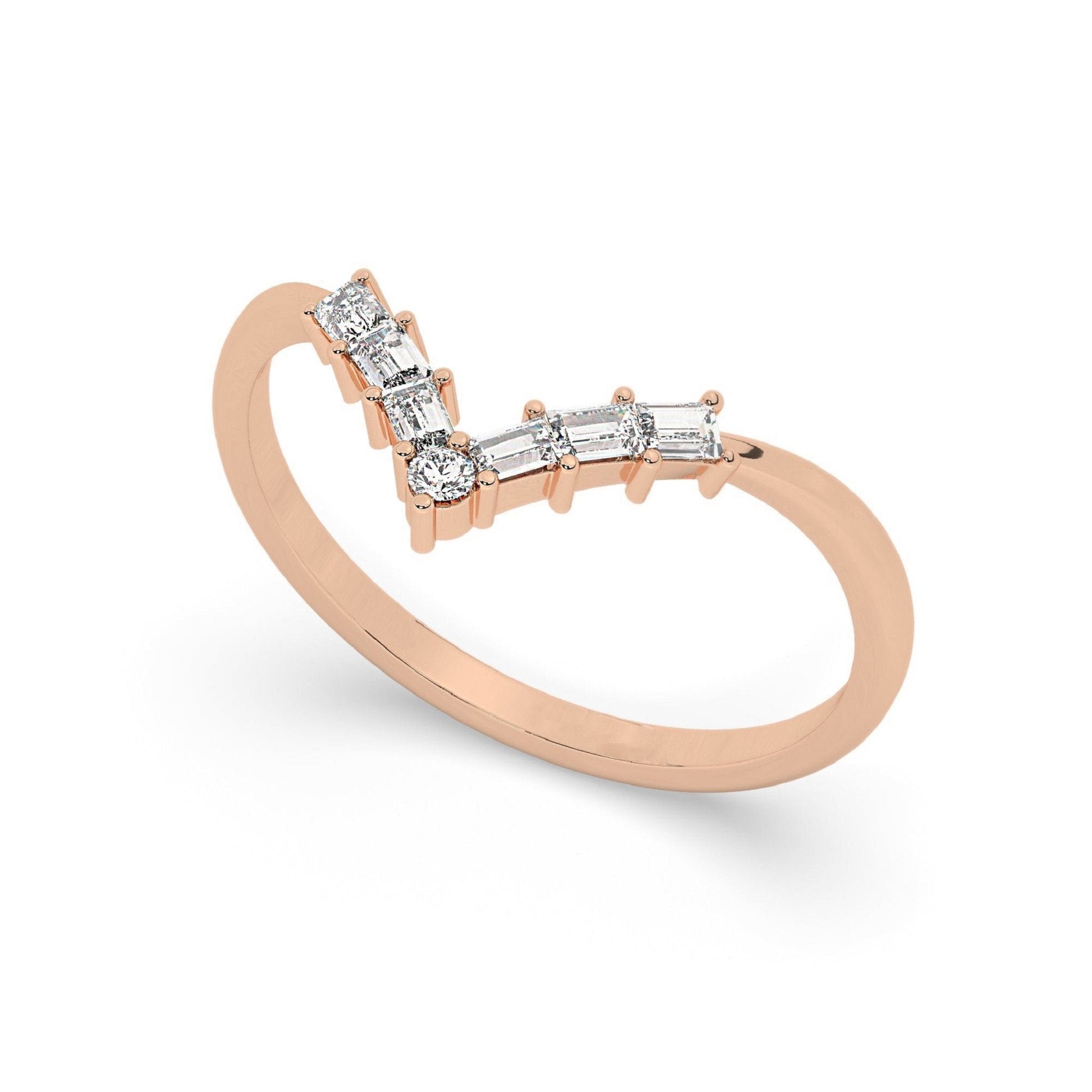 Royal V Shaped Stacking Curve Wedding Ring - Carat Elara