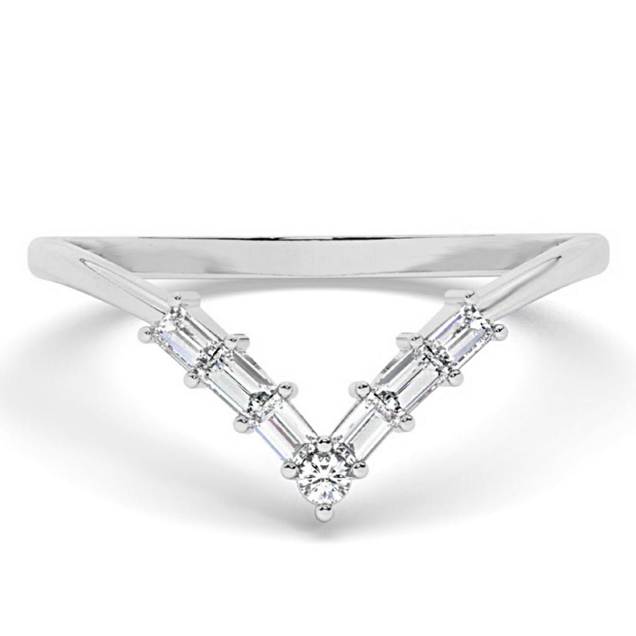 Royal V Shaped Stacking Curve Wedding Ring - Carat Elara