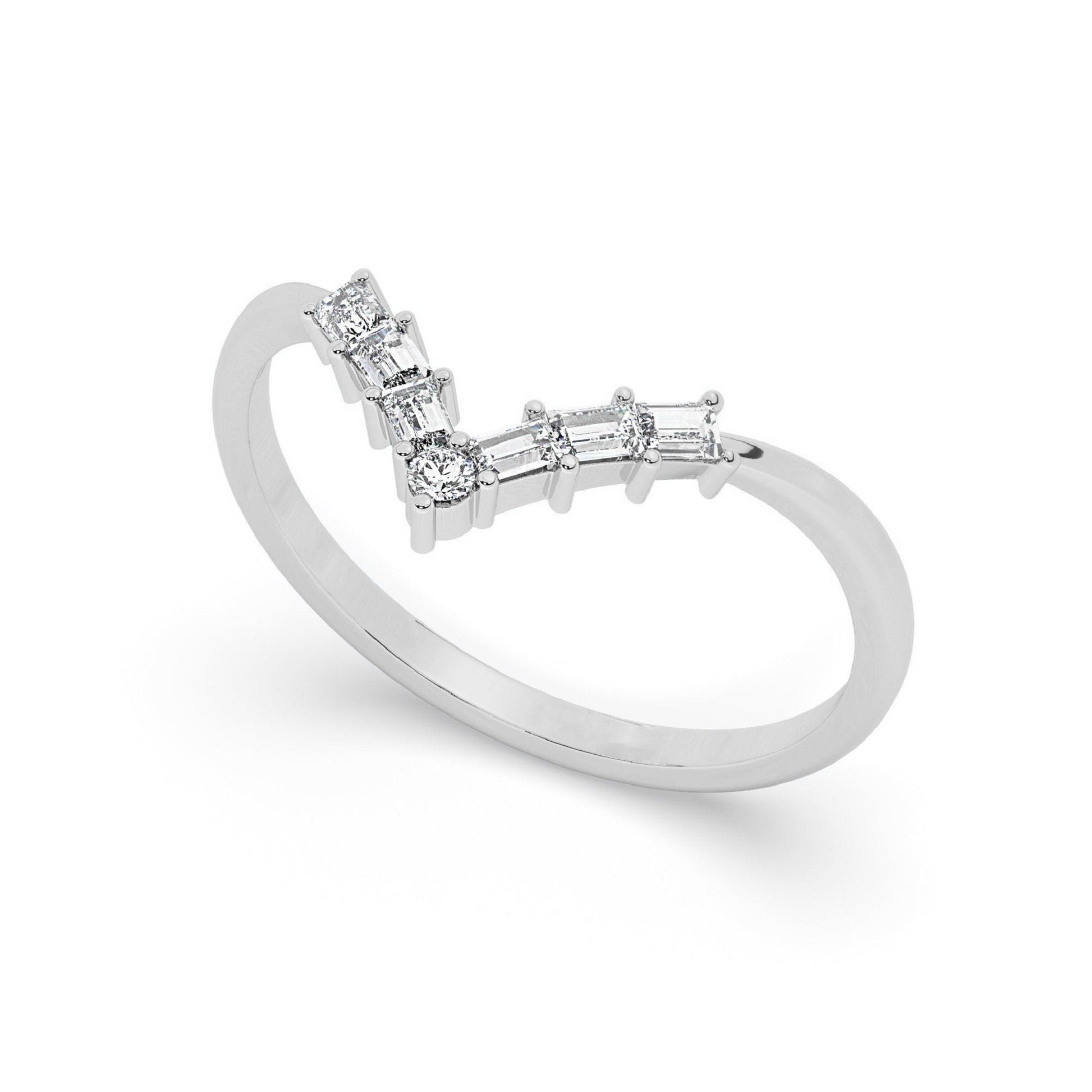 Royal V Shaped Stacking Curve Wedding Ring - Carat Elara