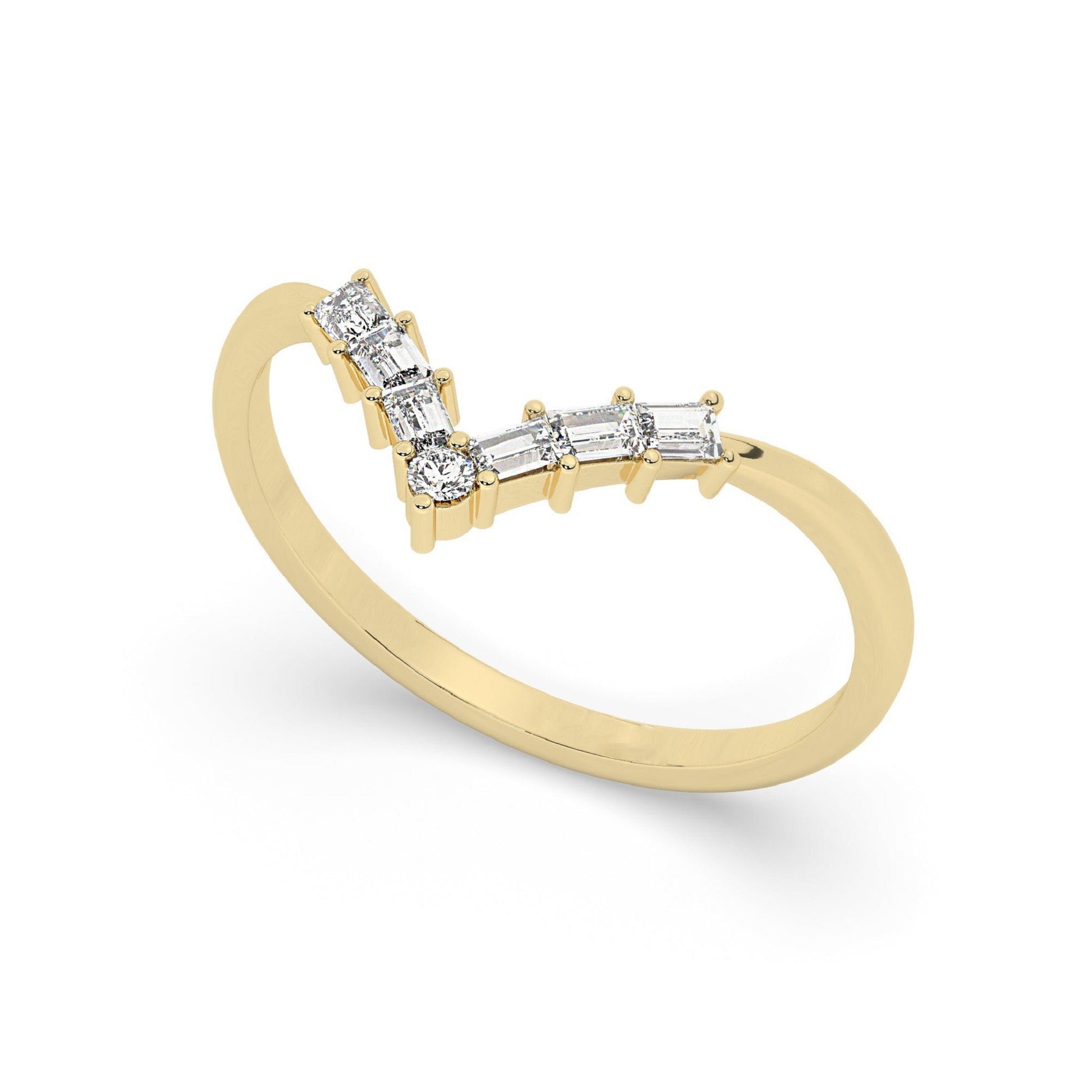 Royal V Shaped Stacking Curve Wedding Ring - Carat Elara