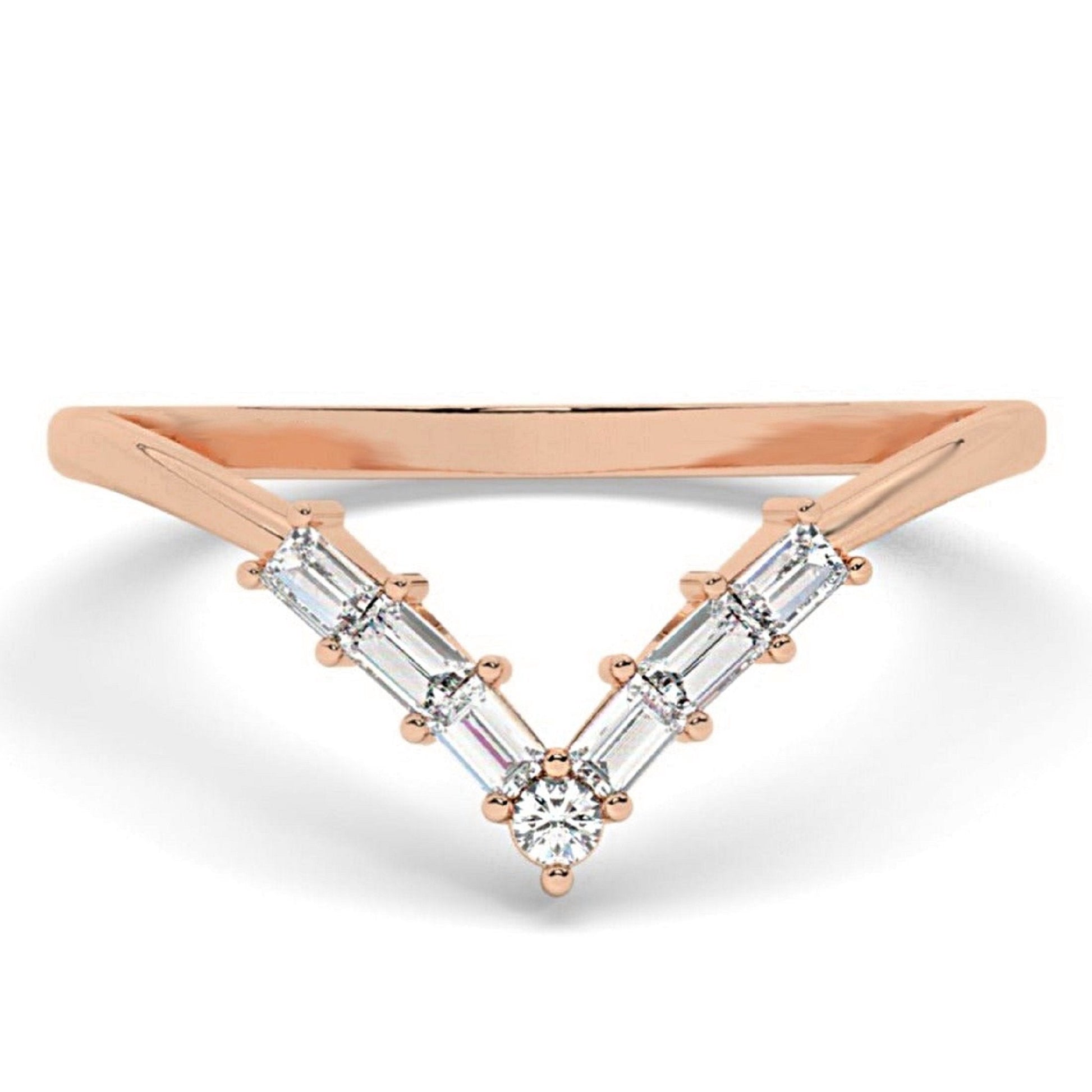 Royal V Shaped Stacking Curve Wedding Ring - Carat Elara