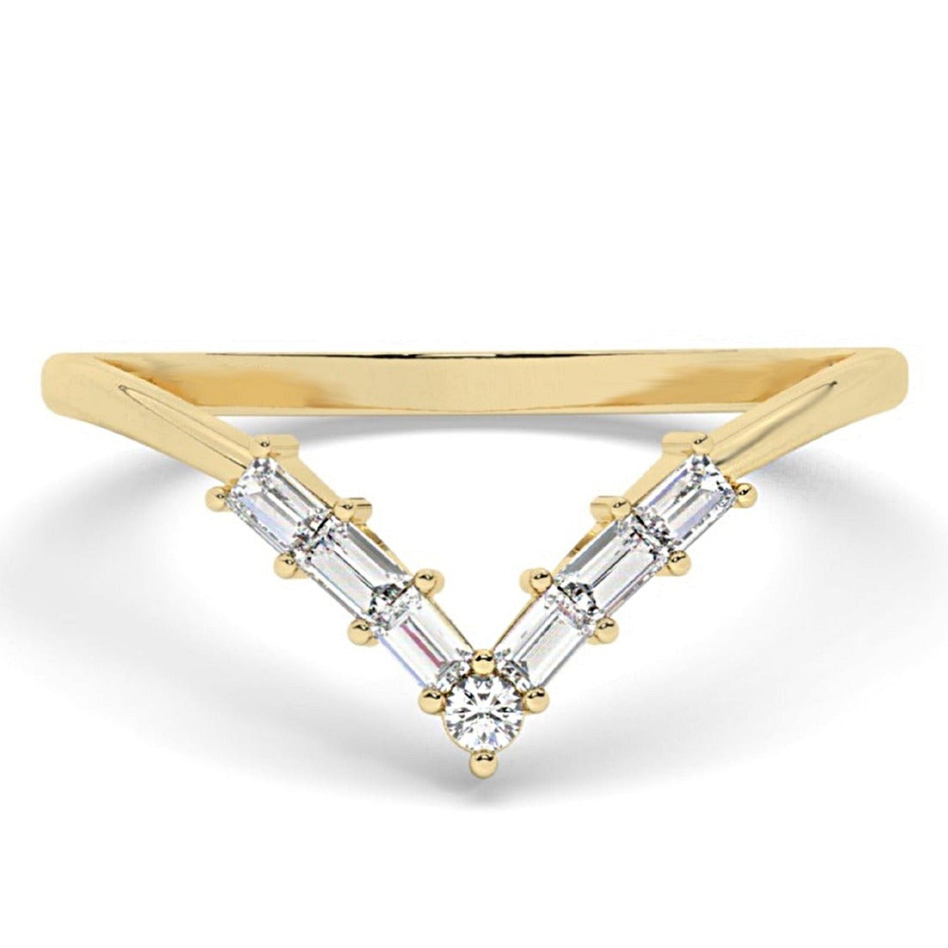 Royal V Shaped Stacking Curve Wedding Ring - Carat Elara
